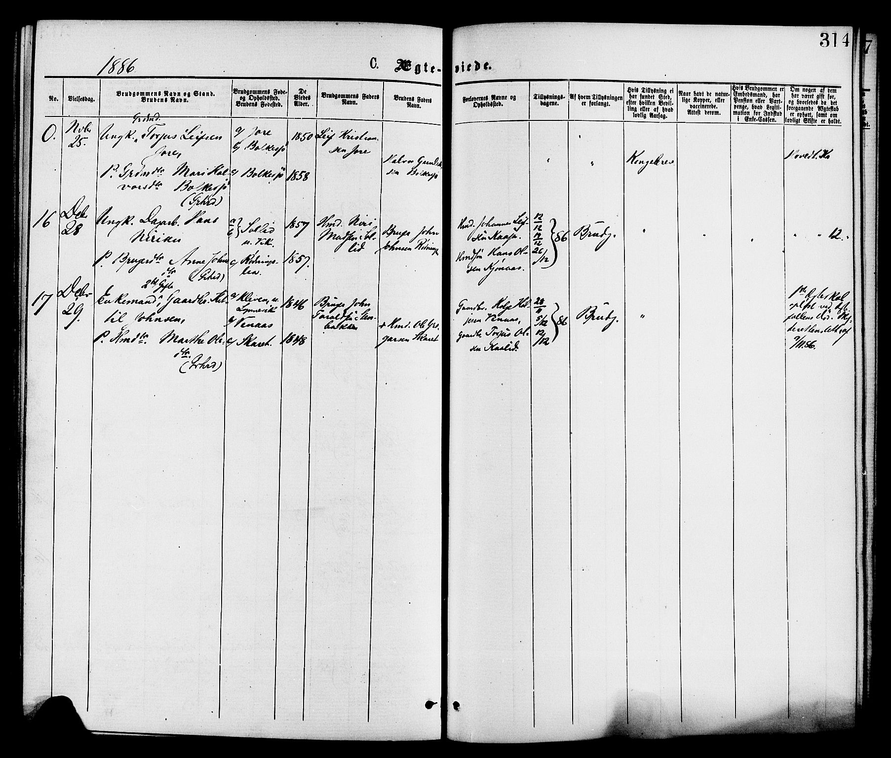 Gransherad kirkebøker, SAKO/A-267/F/Fa/L0004: Parish register (official) no. I 4, 1871-1886, p. 314