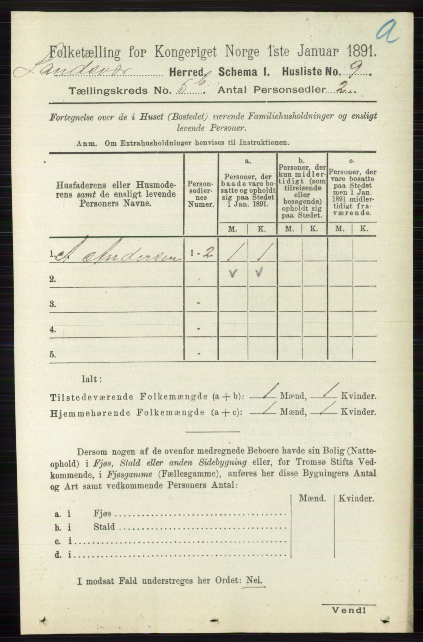 RA, 1891 census for 0629 Sandsvær, 1891, p. 2688