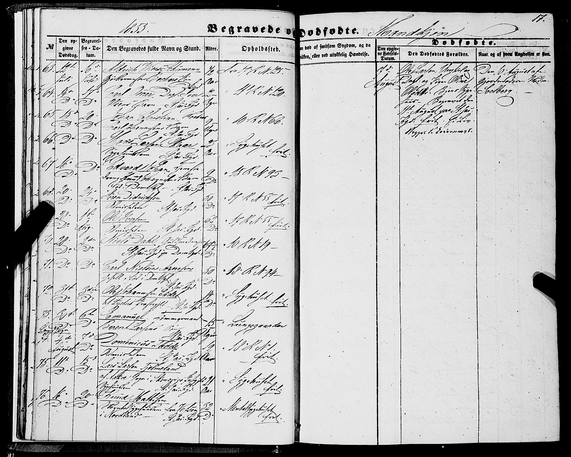 Domkirken sokneprestembete, SAB/A-74801/H/Haa/L0041: Parish register (official) no. E 2, 1853-1863, p. 17