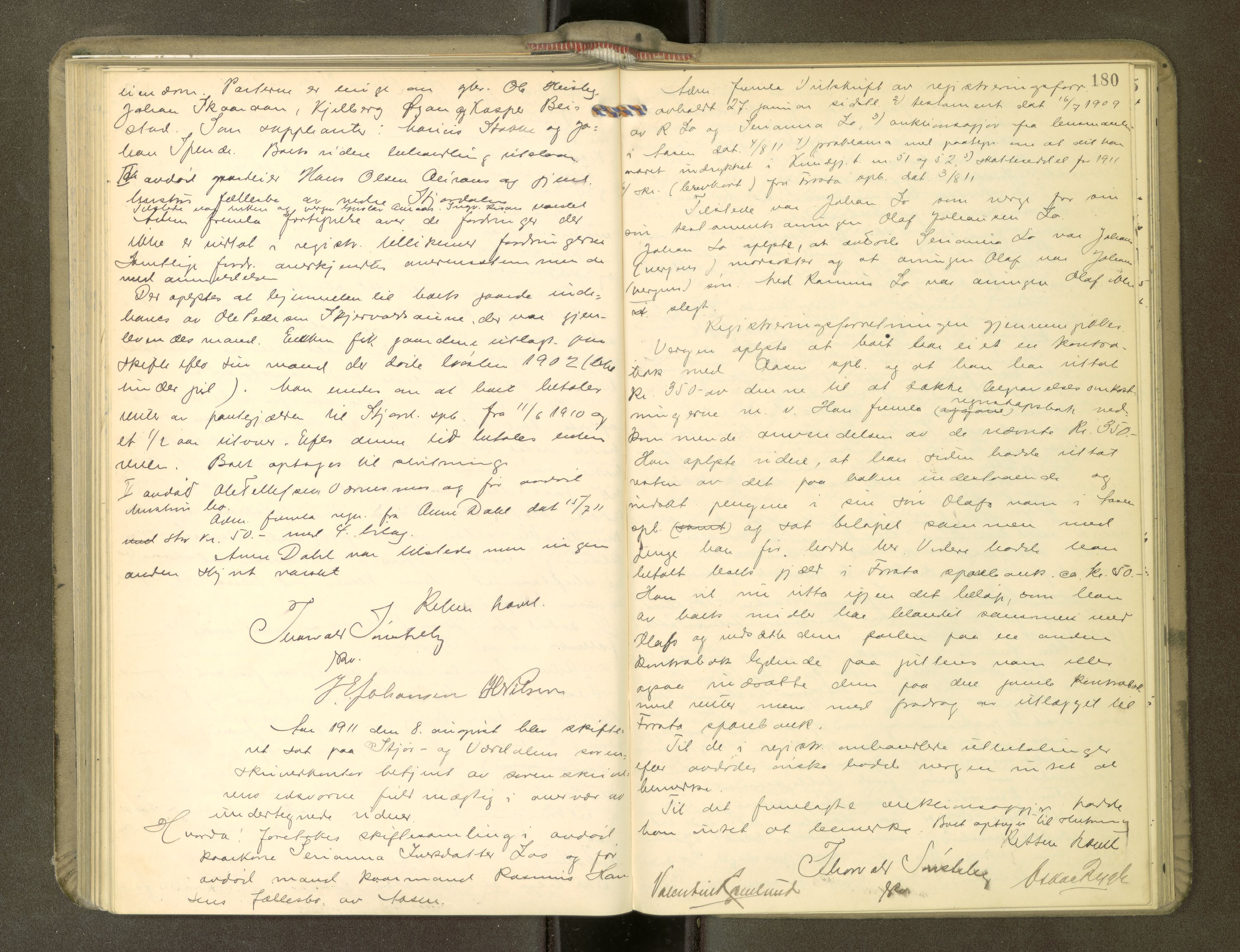 Stjør- og Verdal sorenskriveri, AV/SAT-A-4167/1/3/3B/L0011: Skifteforhandlingsprotokoll, 1909-1912, p. 180
