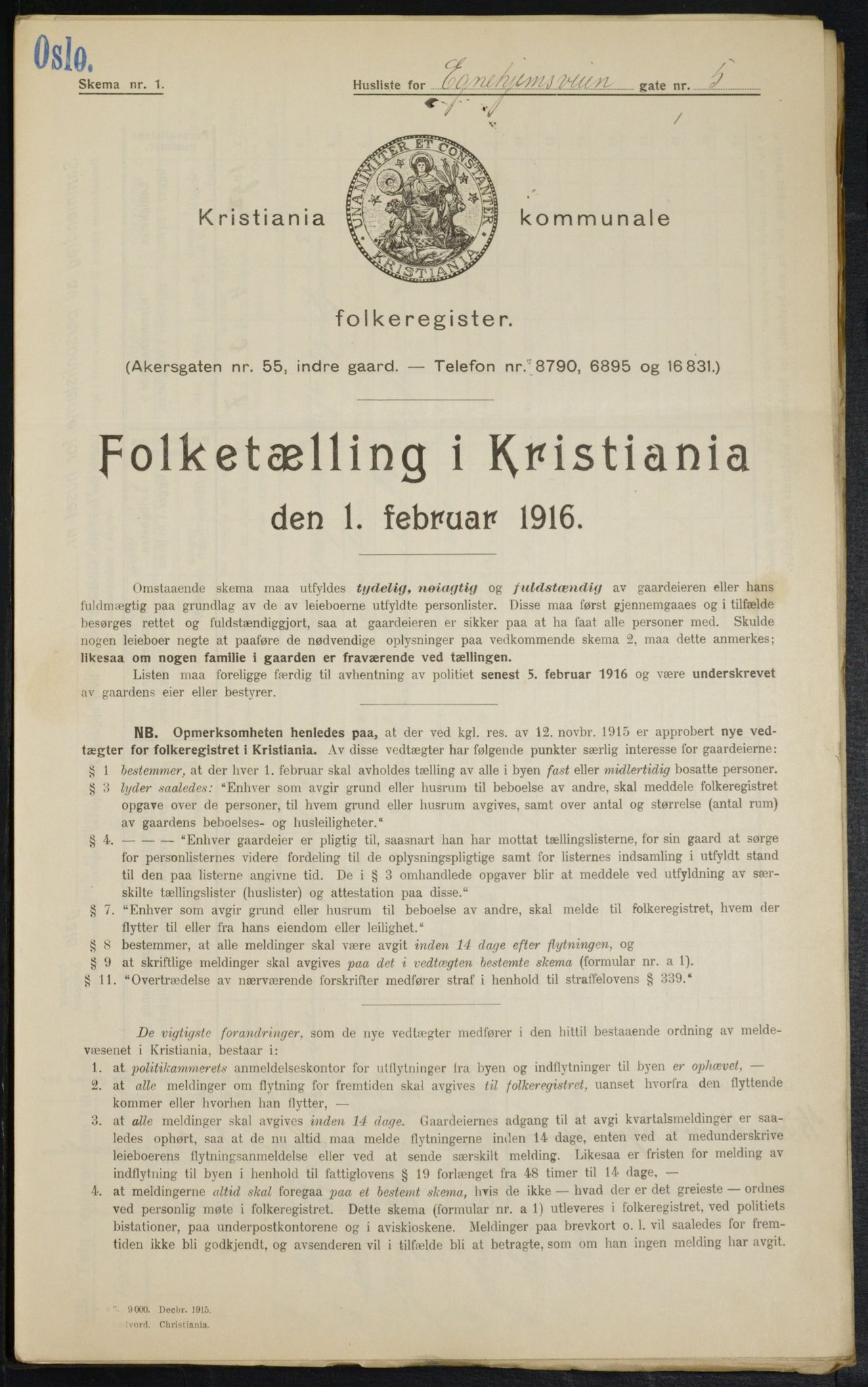 OBA, Municipal Census 1916 for Kristiania, 1916, p. 18987