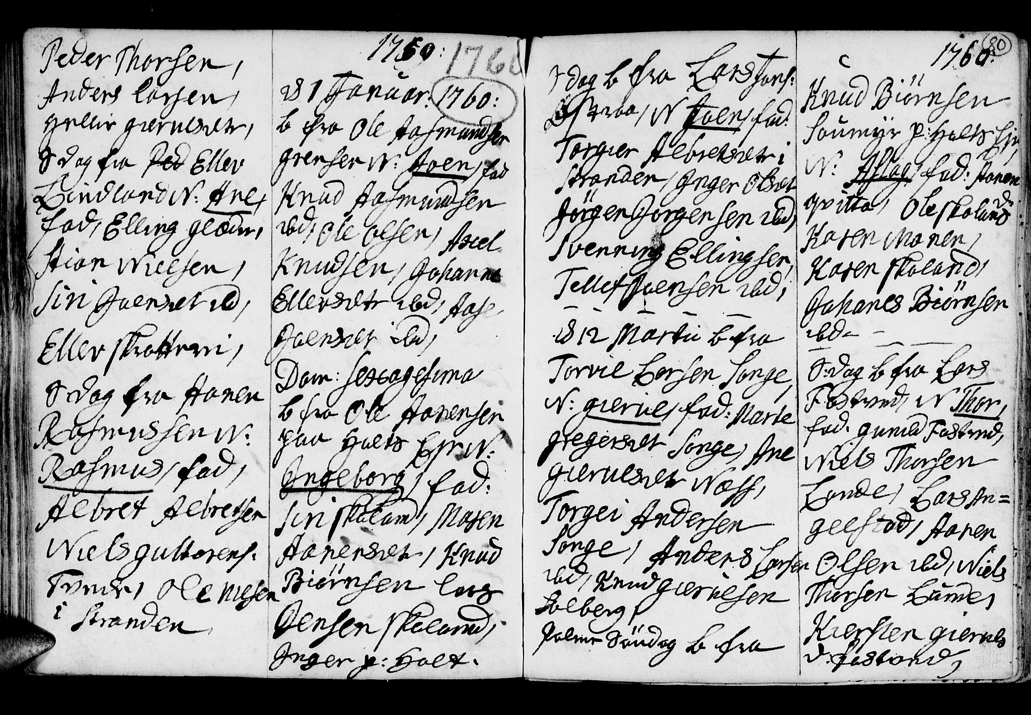 Holt sokneprestkontor, AV/SAK-1111-0021/F/Fb/L0005: Parish register (copy) no. B 5, 1746-1764, p. 80