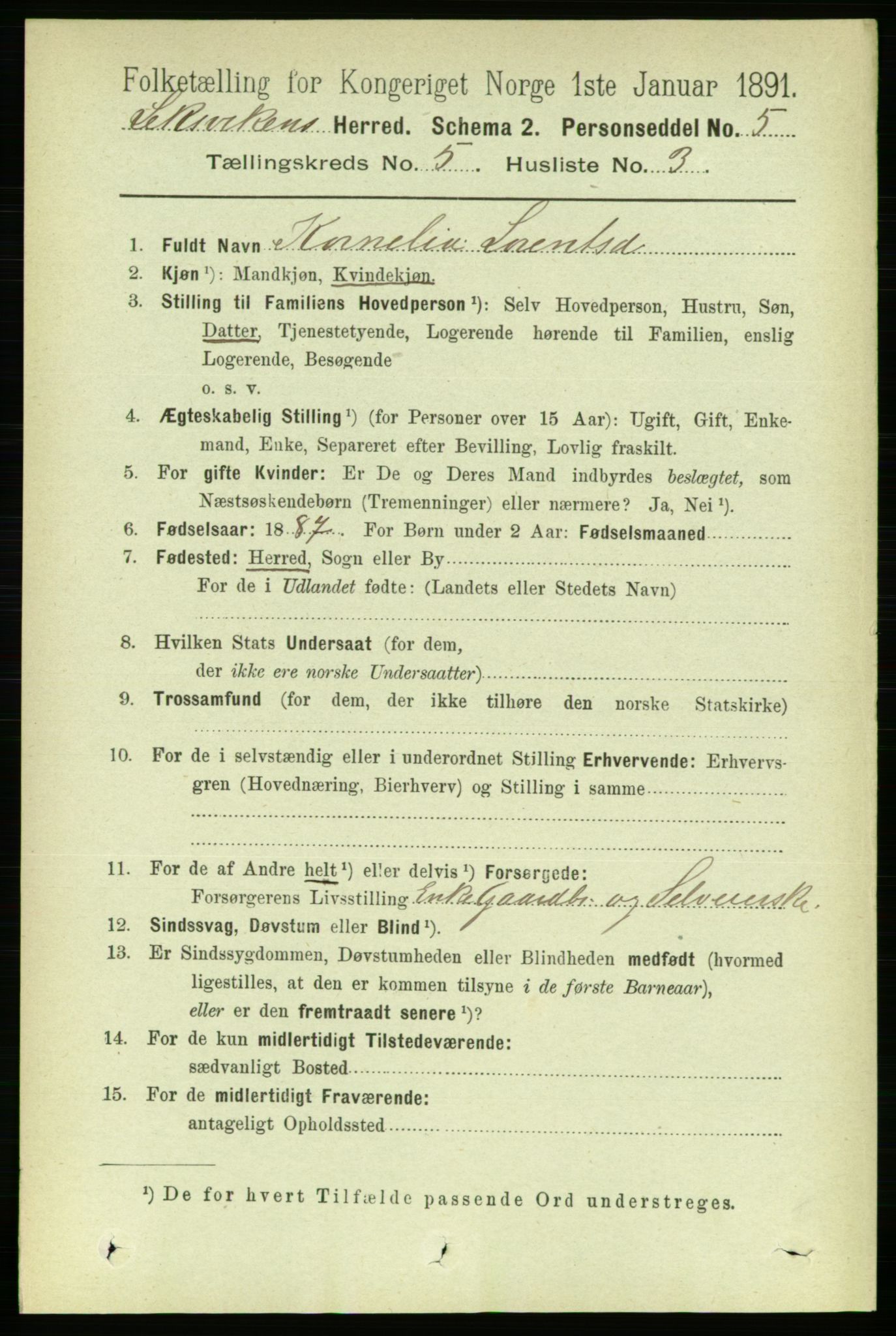 RA, 1891 census for 1718 Leksvik, 1891, p. 2560