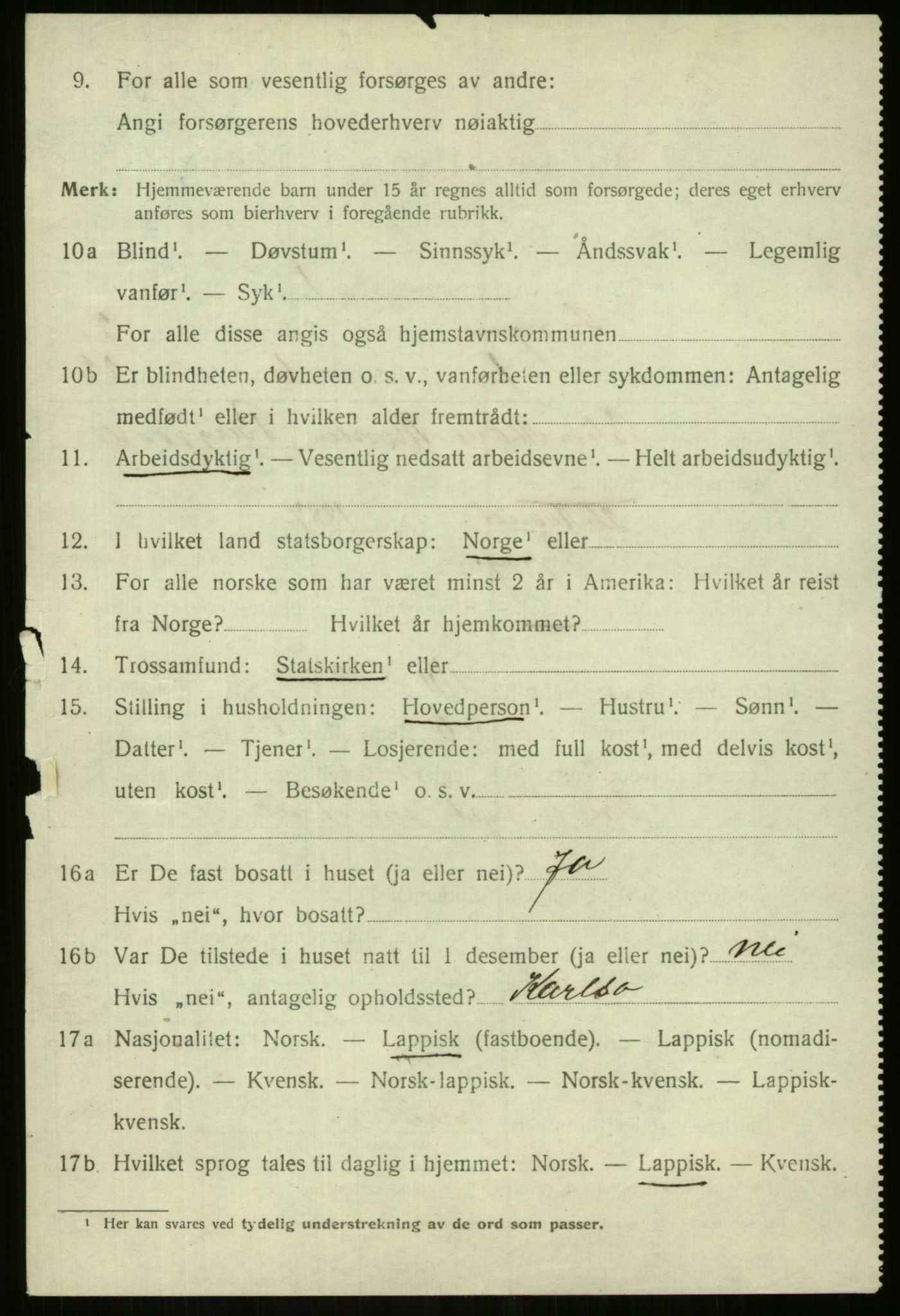 SATØ, 1920 census for Lyngen, 1920, p. 2700