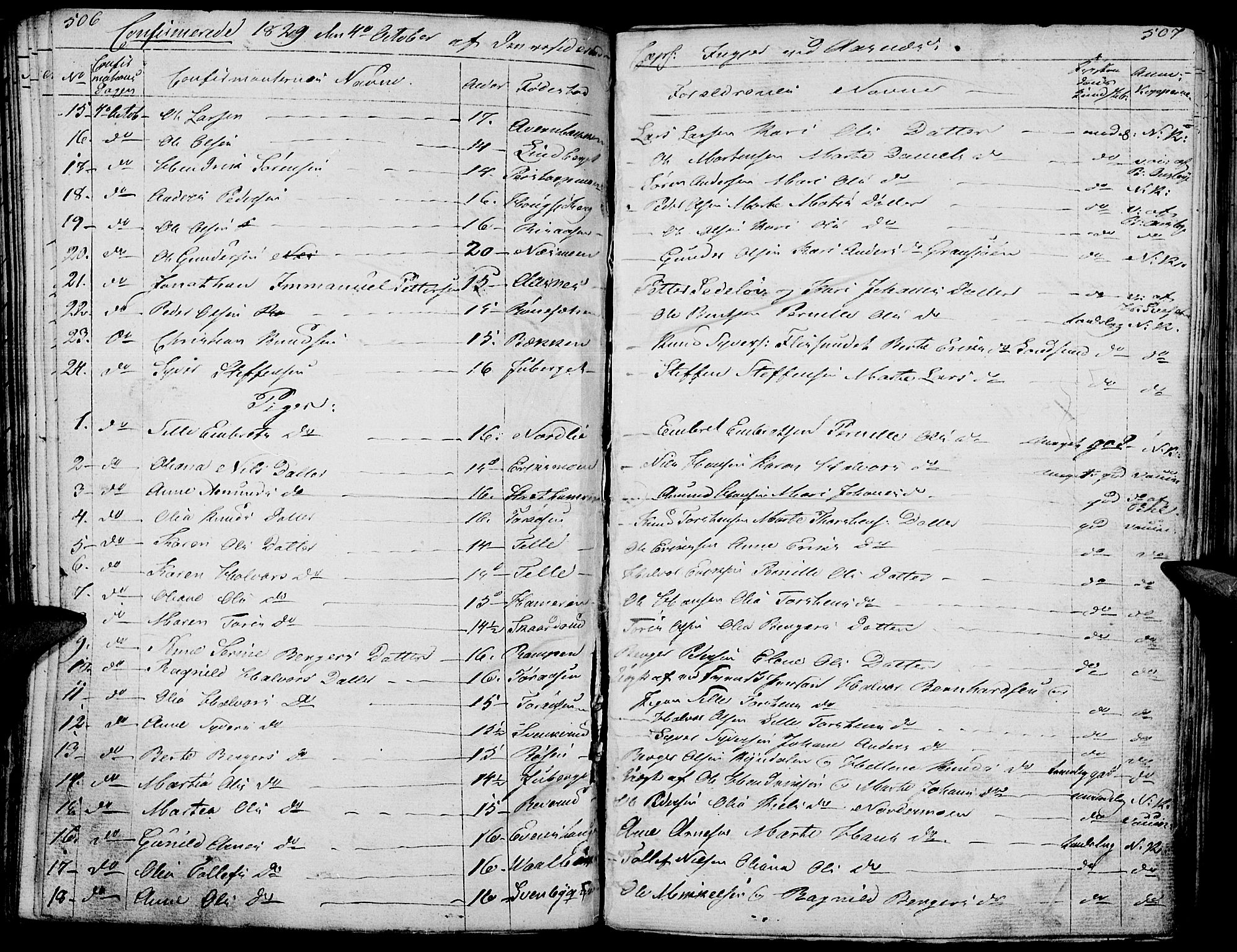 Hof prestekontor, SAH/PREST-038/H/Ha/Haa/L0006: Parish register (official) no. 6, 1822-1841, p. 506-507