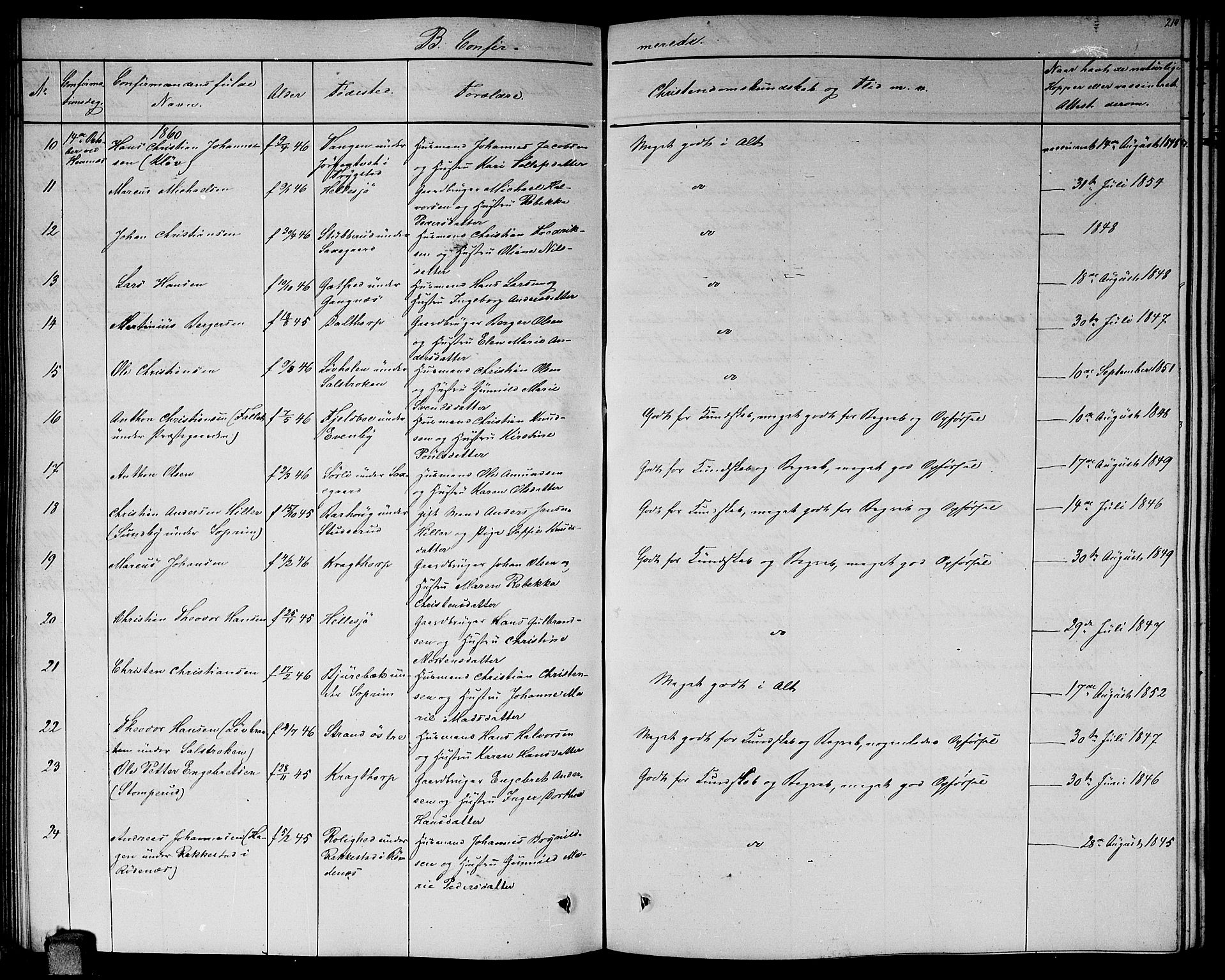 Høland prestekontor Kirkebøker, AV/SAO-A-10346a/G/Ga/L0004: Parish register (copy) no. I 4, 1854-1862, p. 214