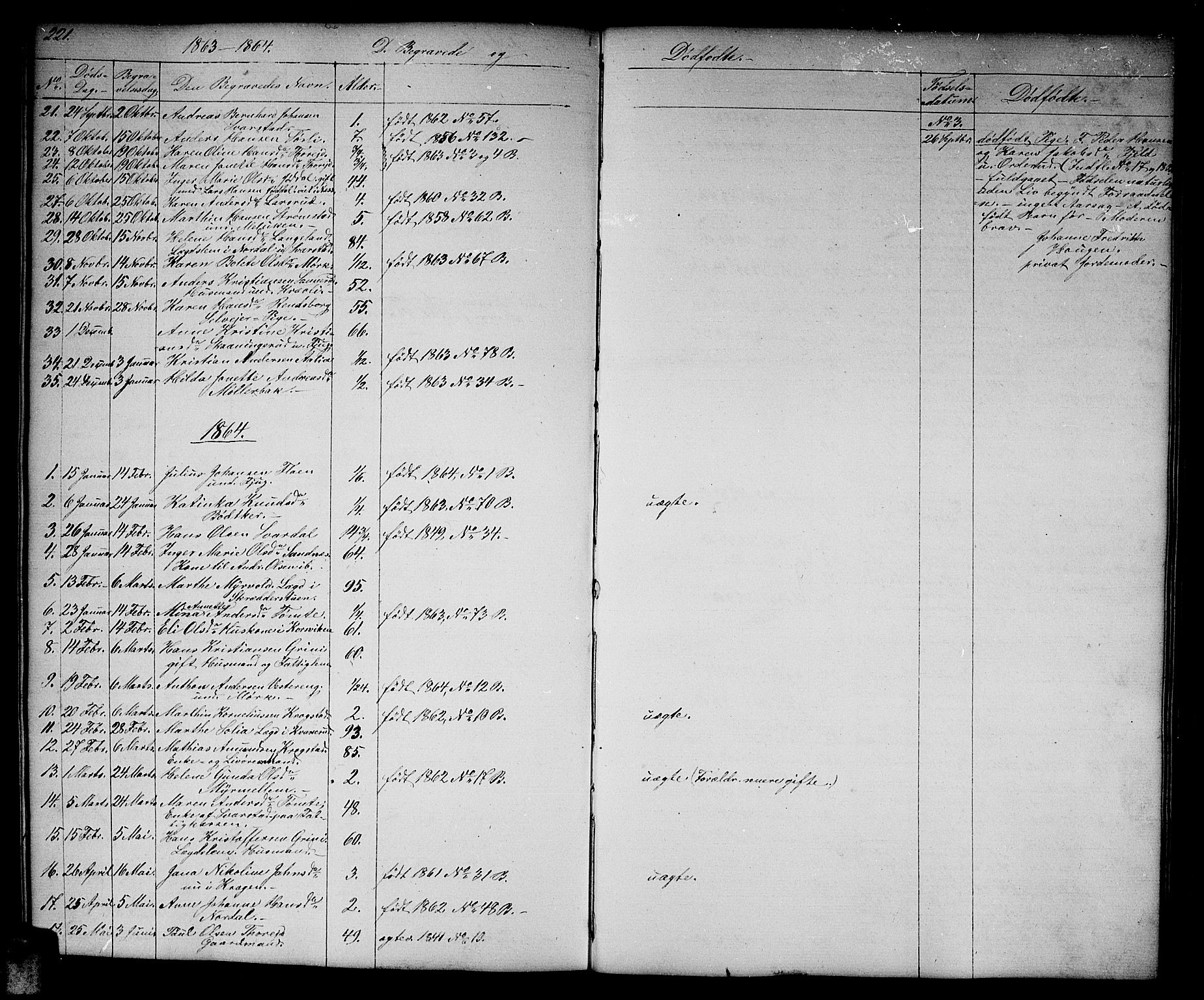 Aurskog prestekontor Kirkebøker, AV/SAO-A-10304a/G/Gb/L0001: Parish register (copy) no. II 1, 1858-1885, p. 221