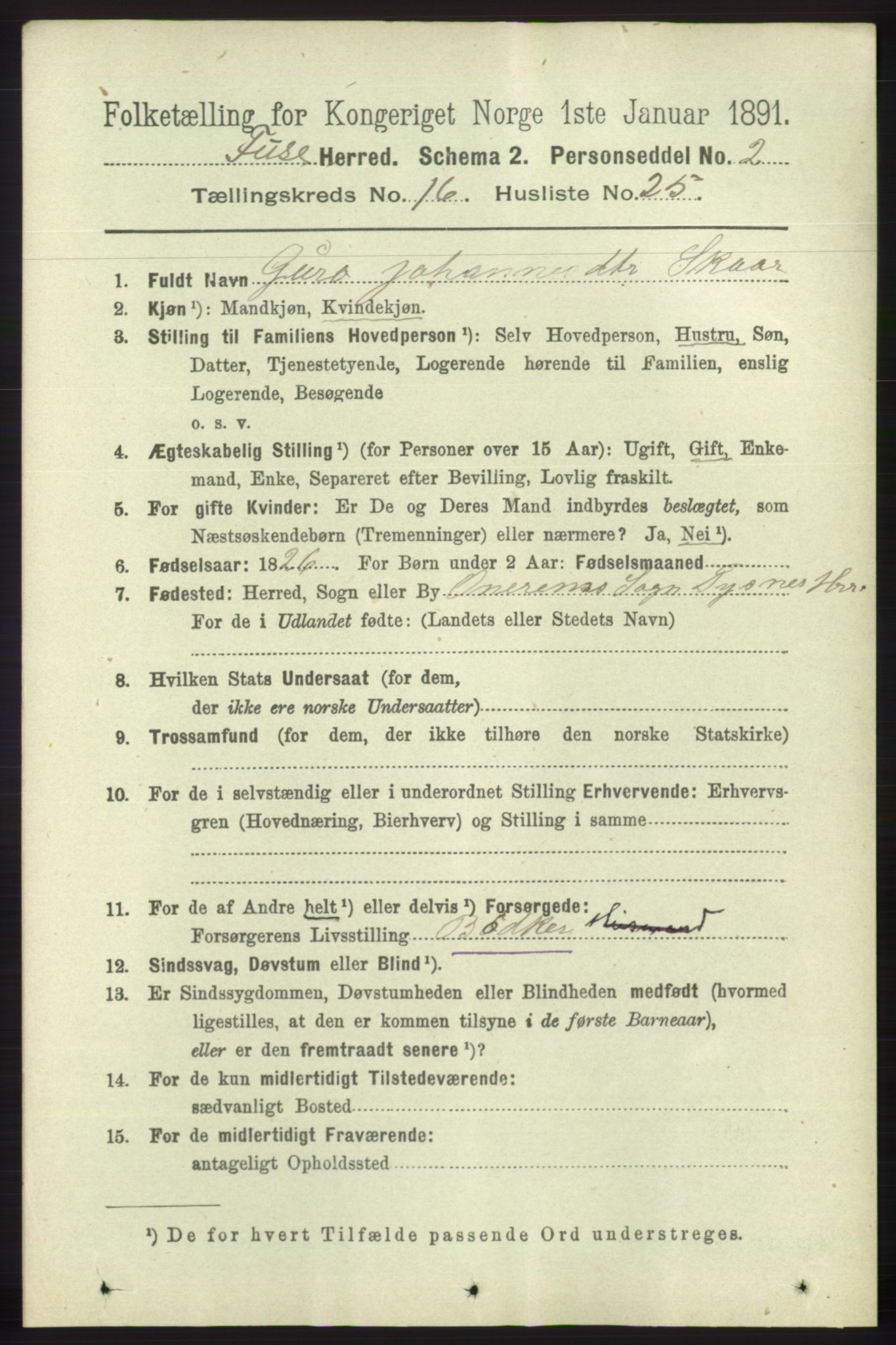 RA, 1891 census for 1241 Fusa, 1891, p. 3740