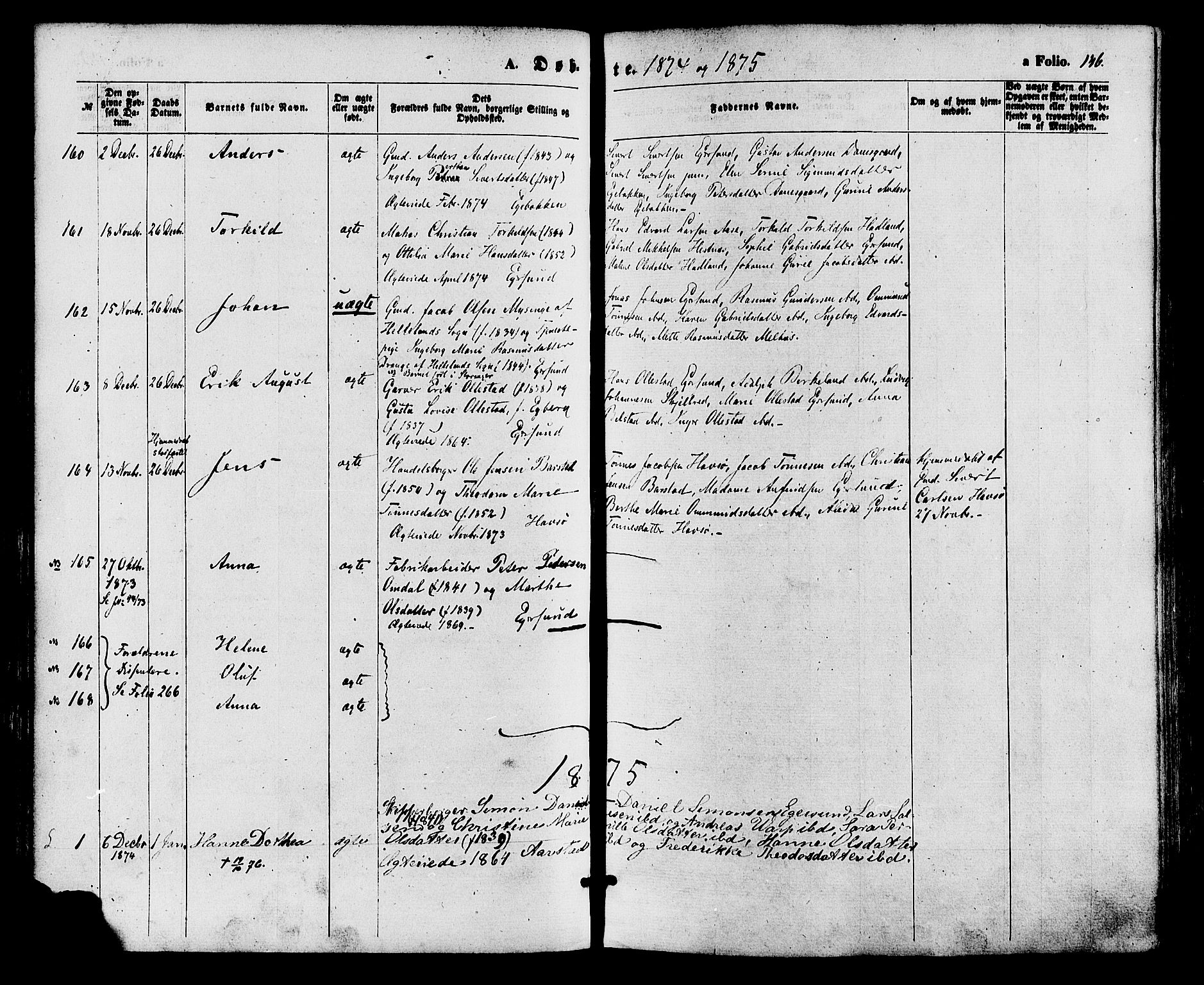 Eigersund sokneprestkontor, SAST/A-101807/S08/L0014: Parish register (official) no. A 13, 1866-1878, p. 146