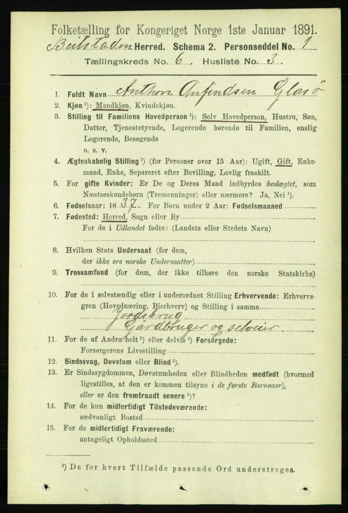 RA, 1891 census for 1727 Beitstad, 1891, p. 1547