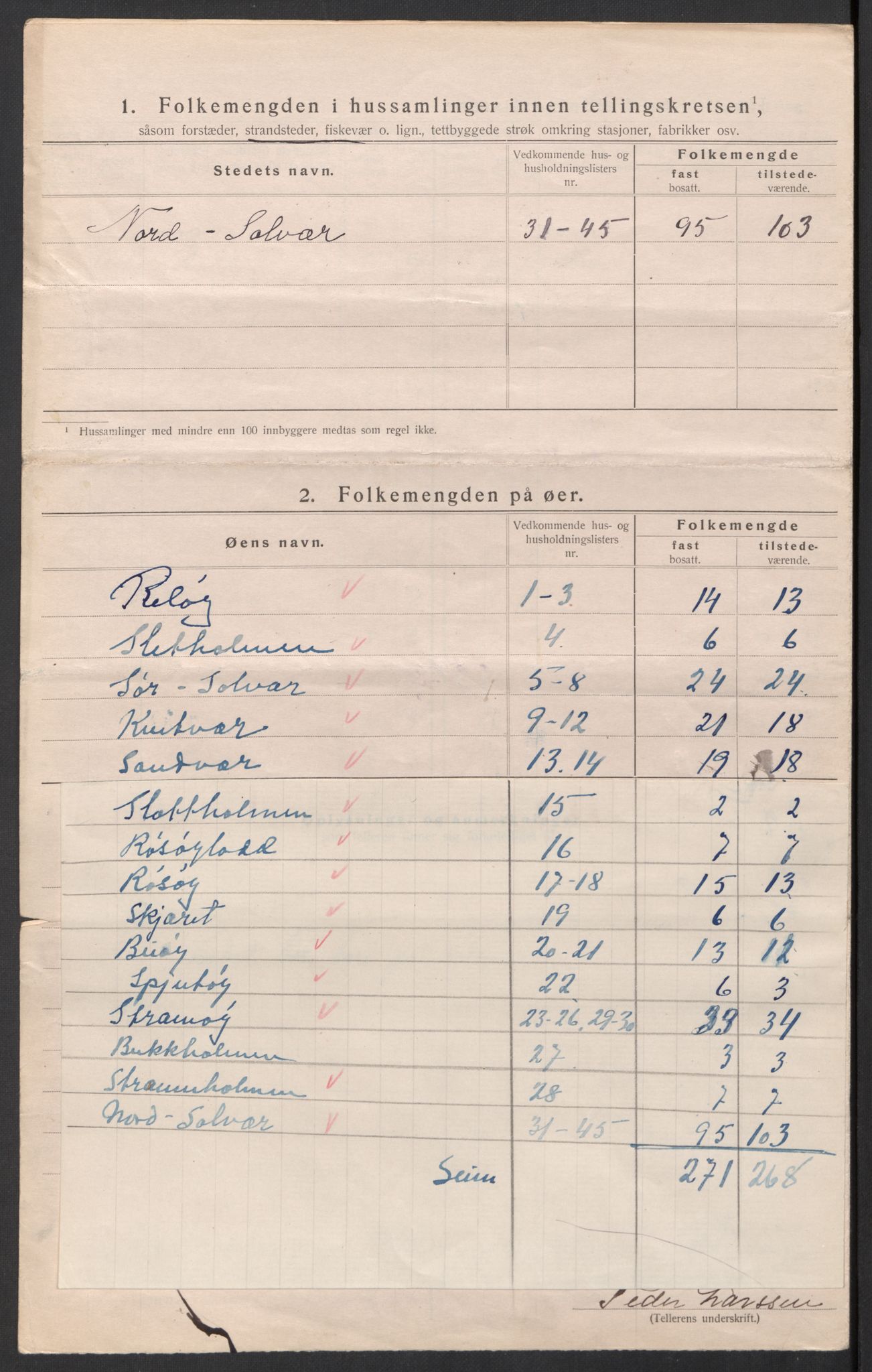 SAT, 1920 census for Lurøy, 1920, p. 20