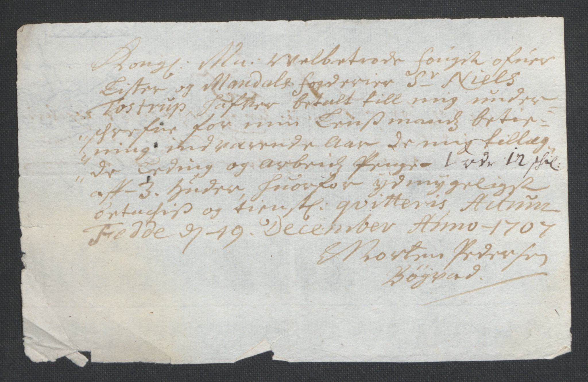 Rentekammeret inntil 1814, Reviderte regnskaper, Fogderegnskap, RA/EA-4092/R43/L2551: Fogderegnskap Lista og Mandal, 1705-1709, p. 493