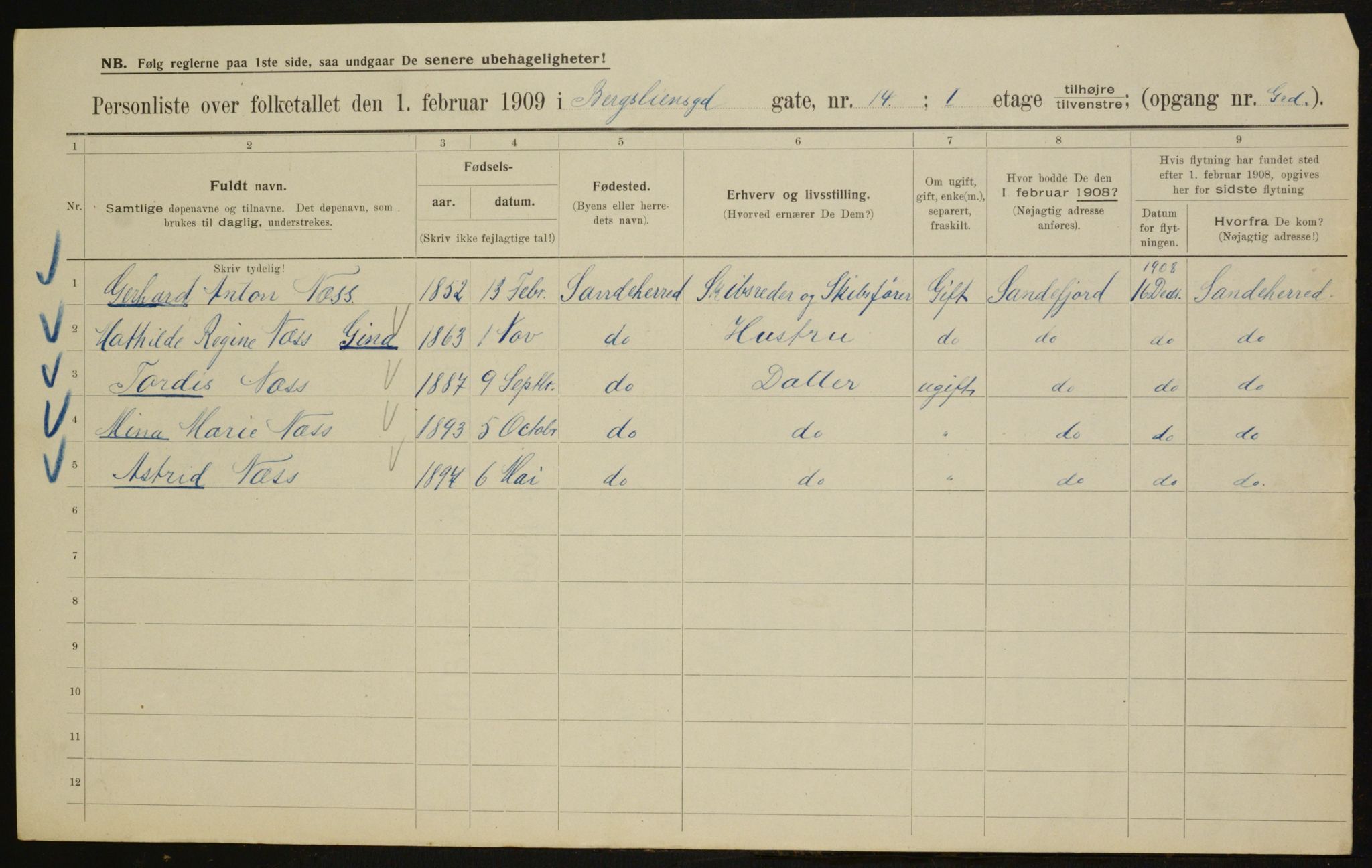 OBA, Municipal Census 1909 for Kristiania, 1909, p. 3981