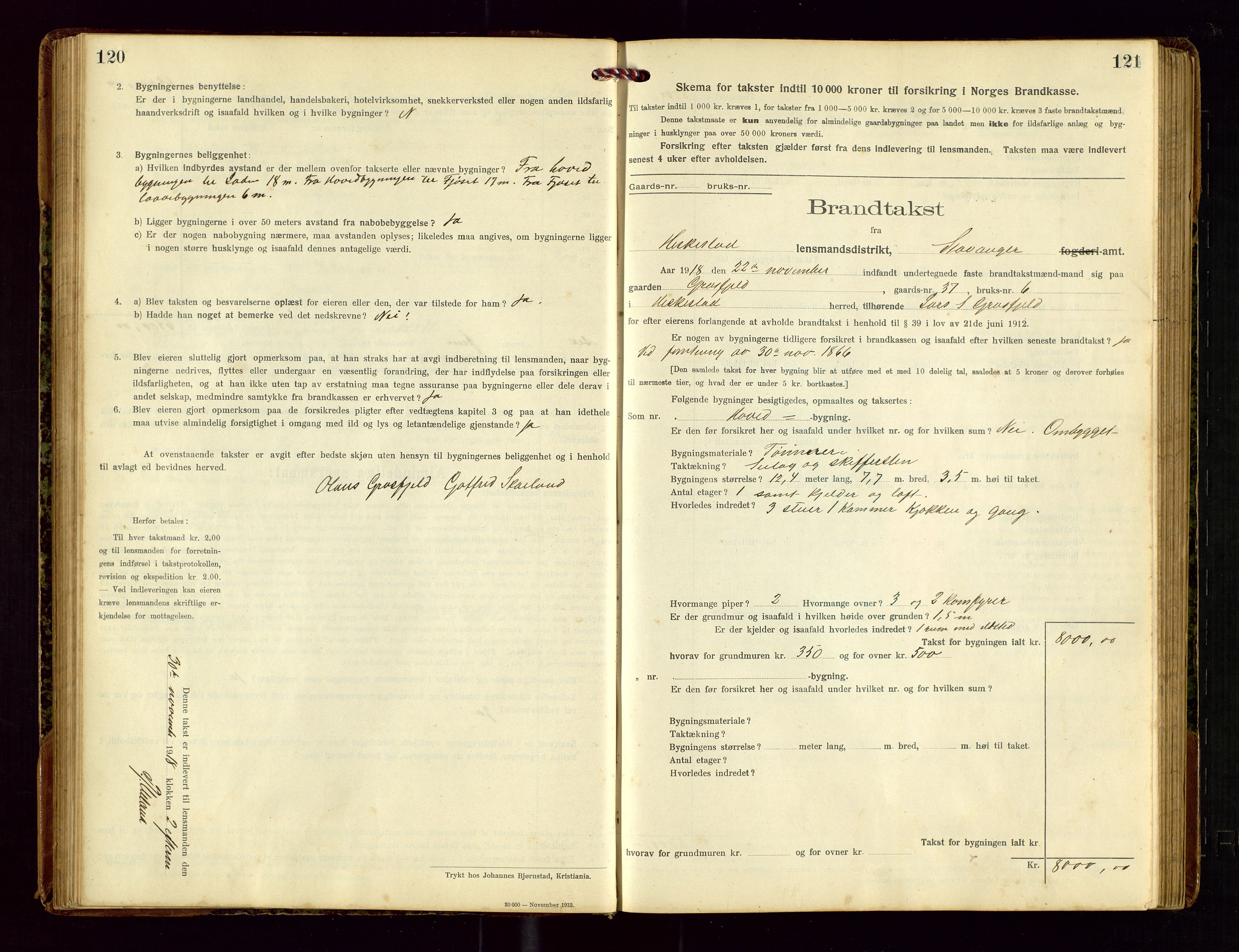 Heskestad lensmannskontor, AV/SAST-A-100304/Gob/L0002: "Brandtakstprotokol", 1915-1922, p. 120-121