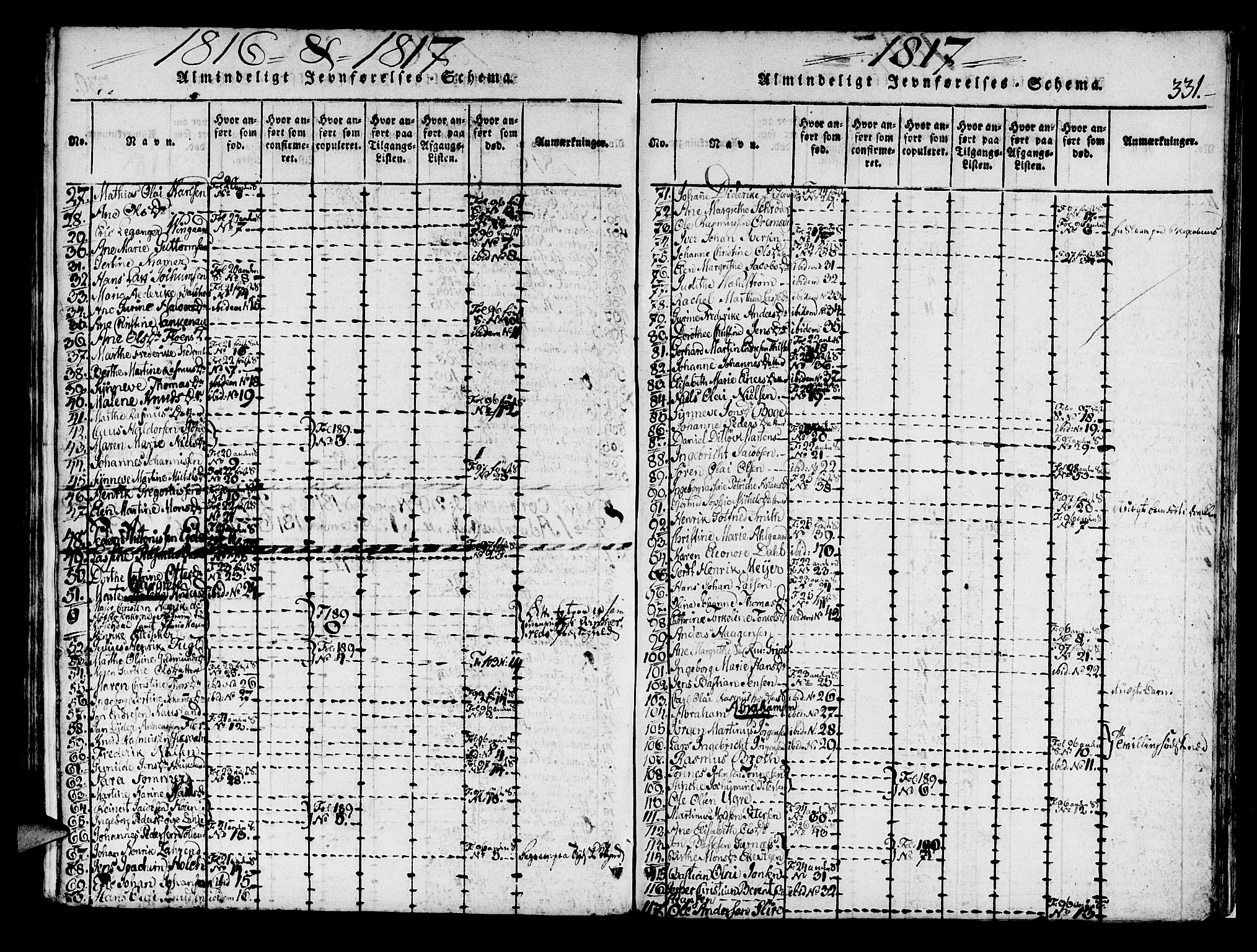 Korskirken sokneprestembete, SAB/A-76101/H/Haa/L0013: Parish register (official) no. A 13, 1815-1822, p. 331