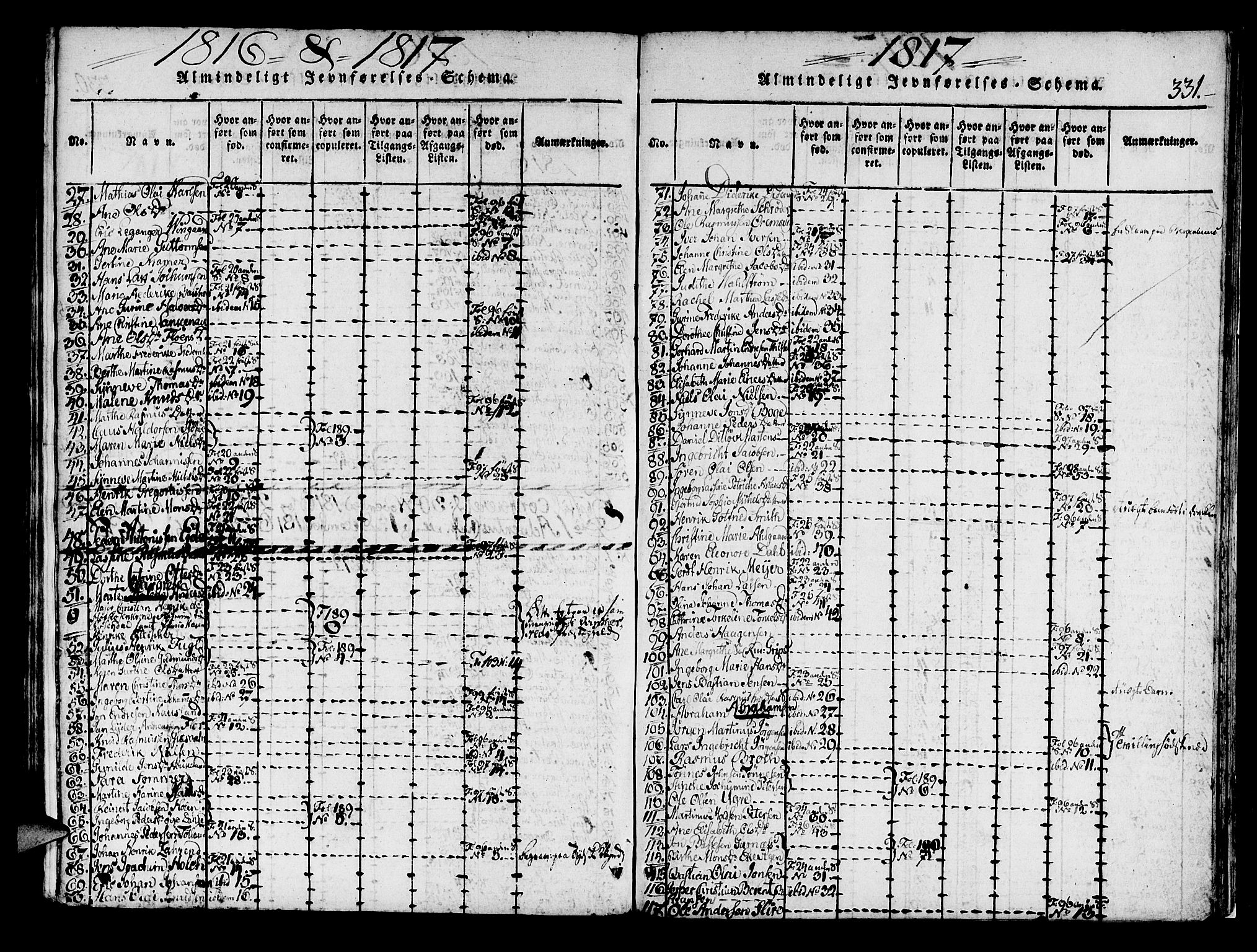 Korskirken sokneprestembete, AV/SAB-A-76101/H/Haa/L0013: Parish register (official) no. A 13, 1815-1822, p. 331