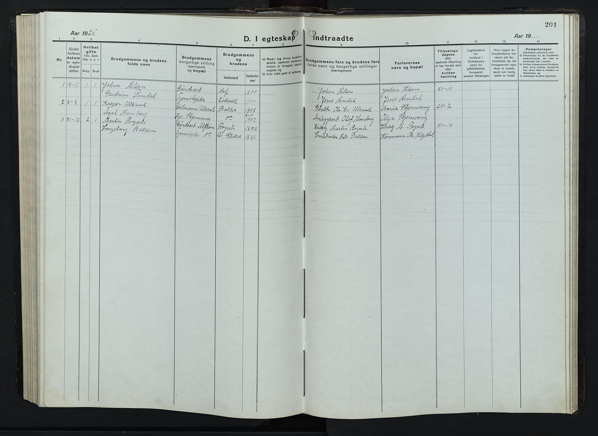 Balke prestekontor, SAH/PREST-106/H/Ha/Hab/L0001: Parish register (copy) no. 1, 1920-1955, p. 201