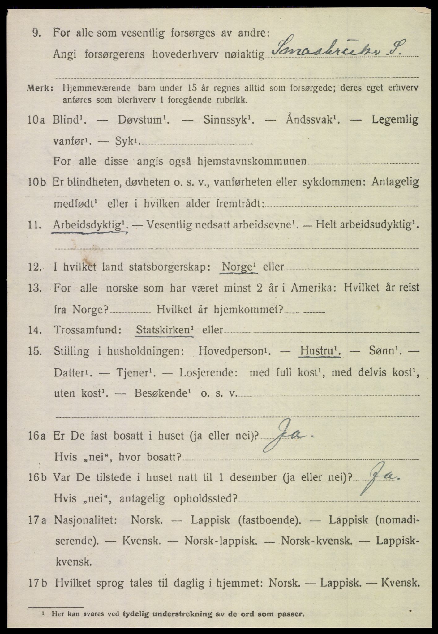 SAT, 1920 census for Grong, 1920, p. 4108