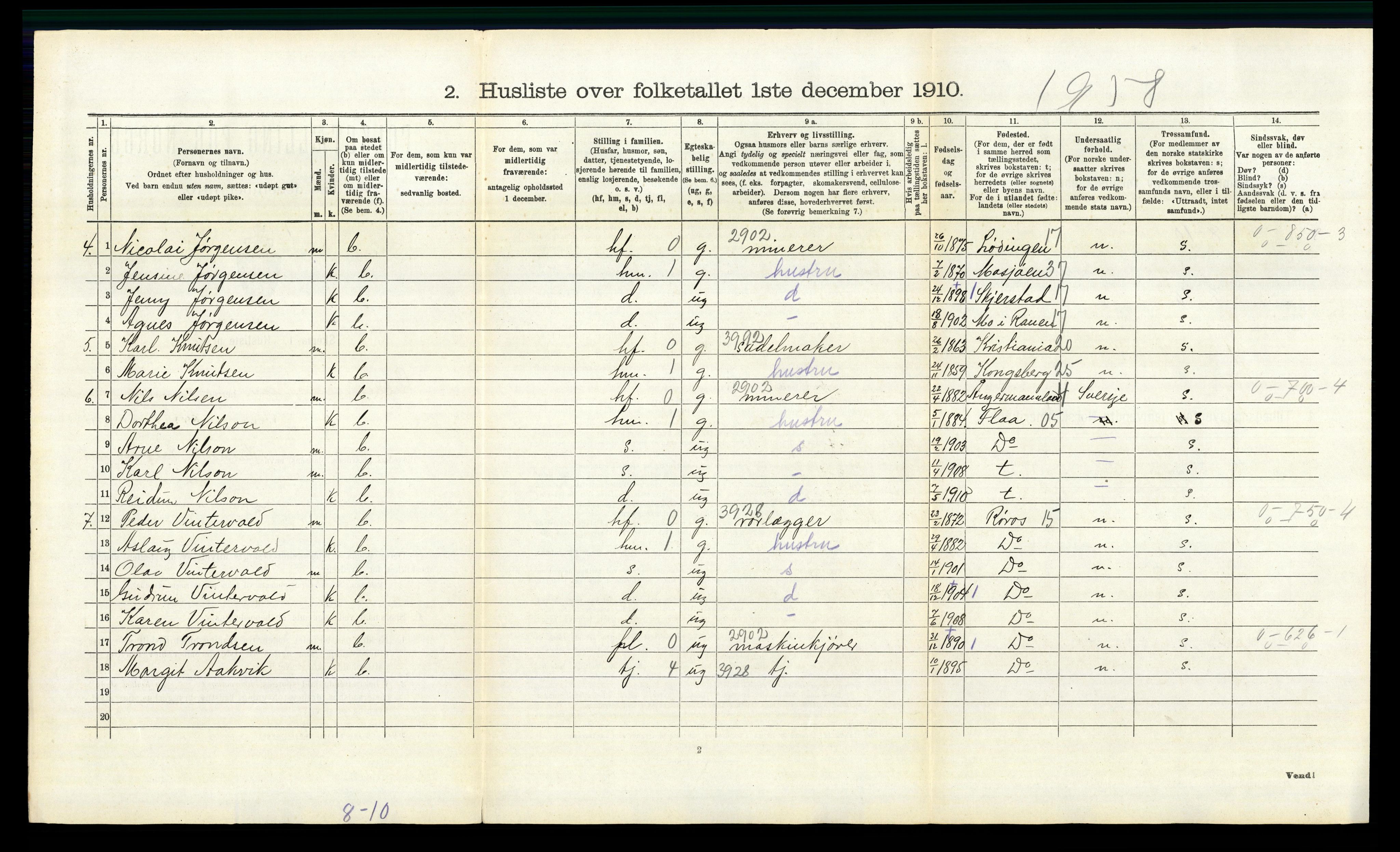 RA, 1910 census for Lille Elvedalen, 1910, p. 1122