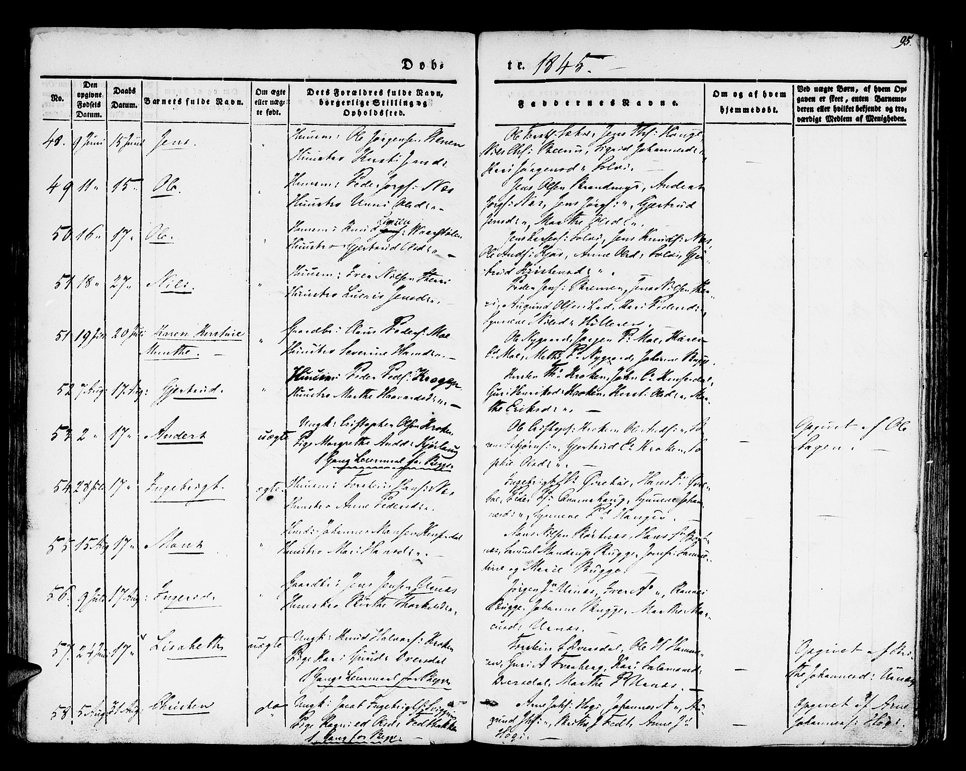 Hafslo sokneprestembete, AV/SAB-A-80301/H/Haa/Haaa/L0005: Parish register (official) no. A 5, 1834-1852, p. 95