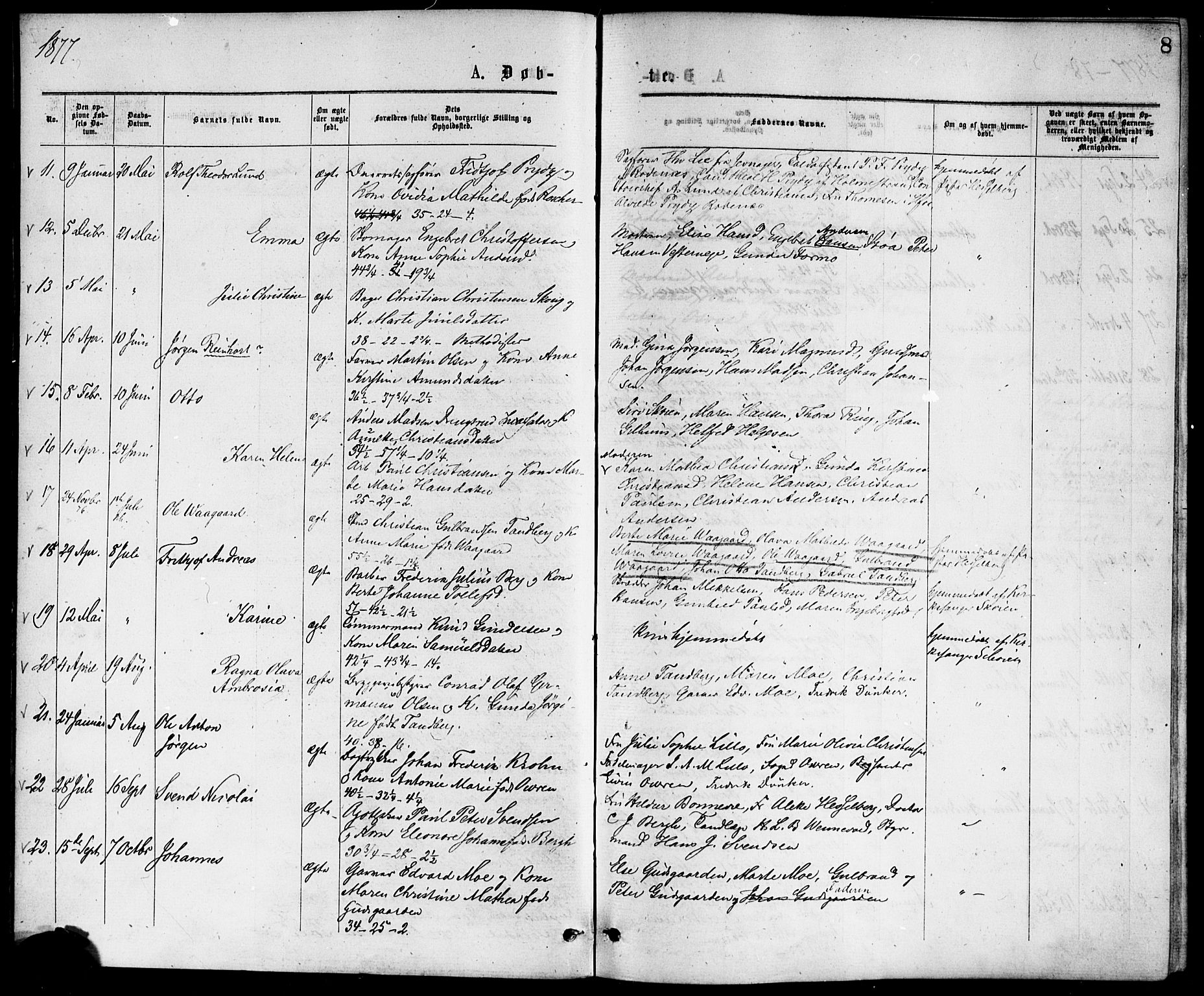 Hønefoss kirkebøker, AV/SAKO-A-609/F/Fa/L0001: Parish register (official) no. 1, 1875-1887, p. 8