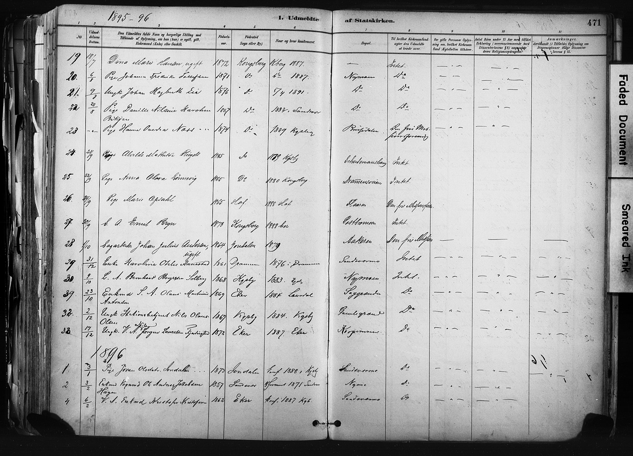 Kongsberg kirkebøker, AV/SAKO-A-22/F/Fb/L0002: Parish register (official) no. II 2, 1886-1896, p. 471