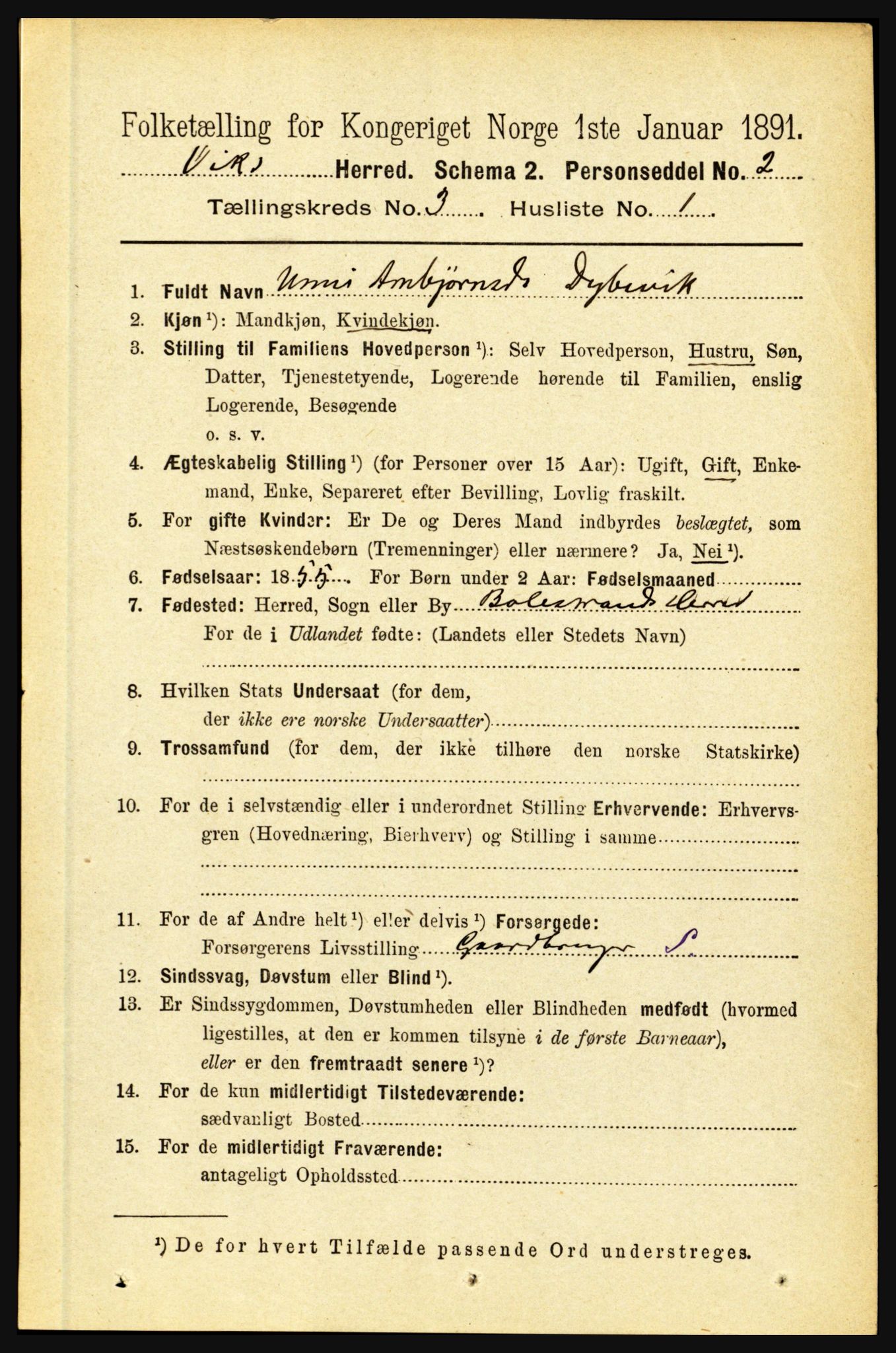 RA, 1891 census for 1417 Vik, 1891, p. 1331