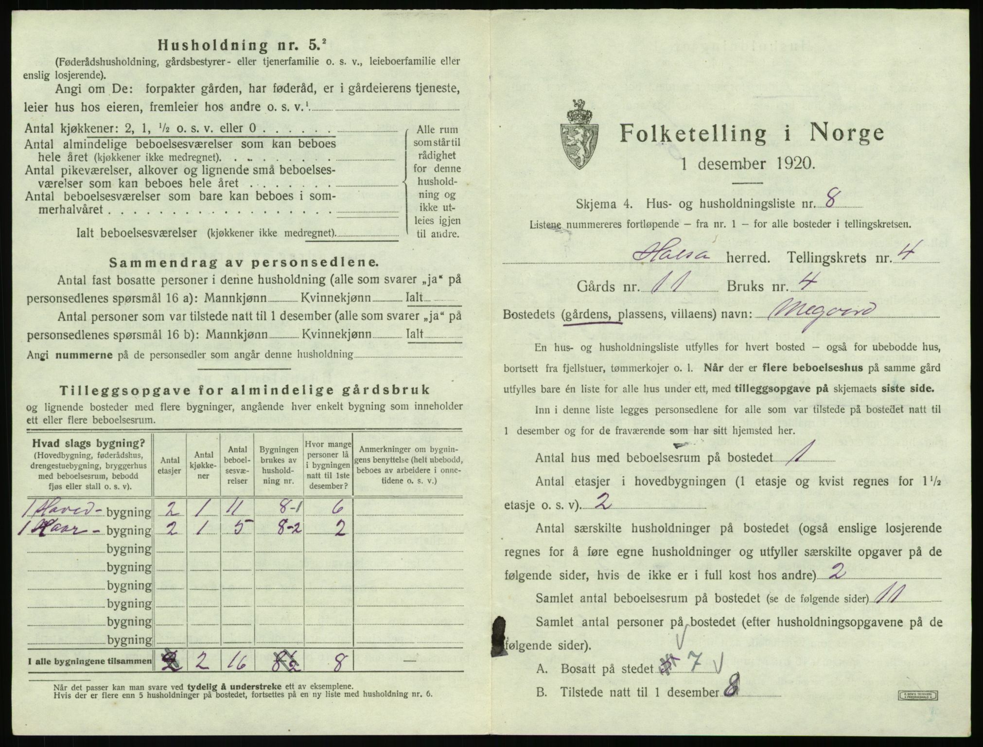 SAT, 1920 census for Halsa, 1920, p. 242