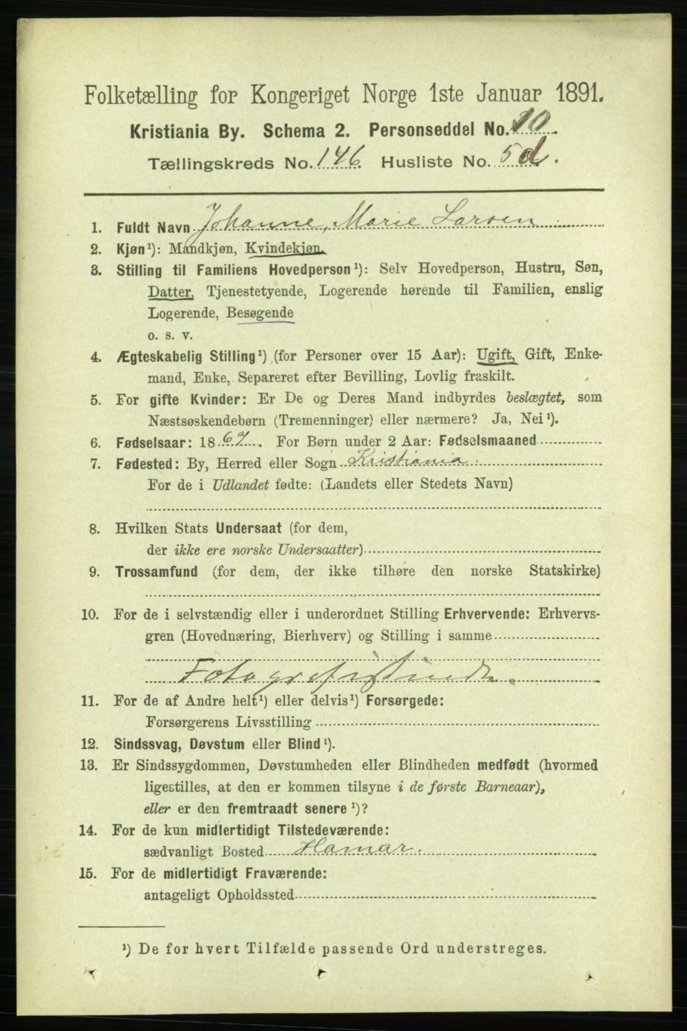 RA, 1891 census for 0301 Kristiania, 1891, p. 81123