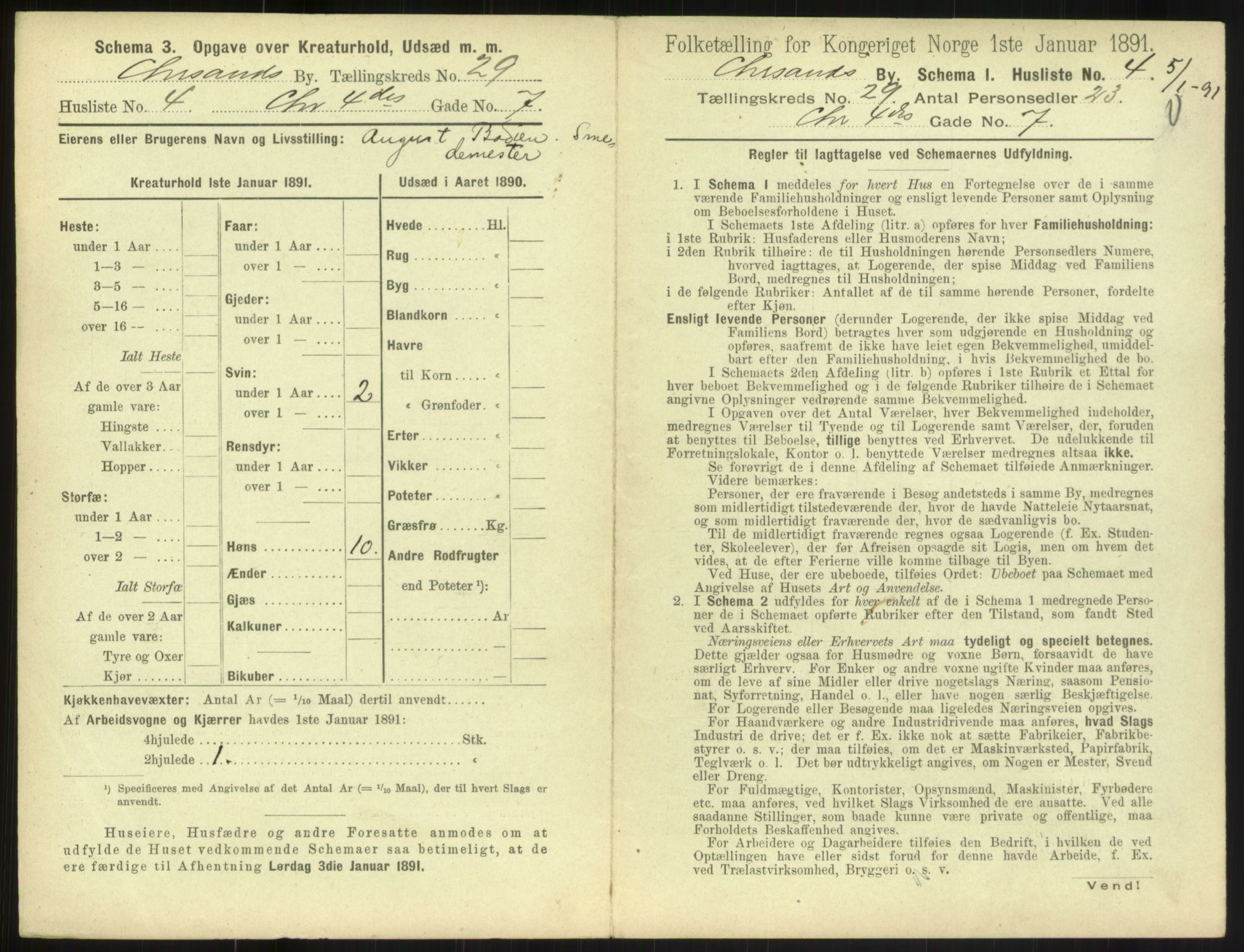 RA, 1891 census for 1001 Kristiansand, 1891, p. 1552