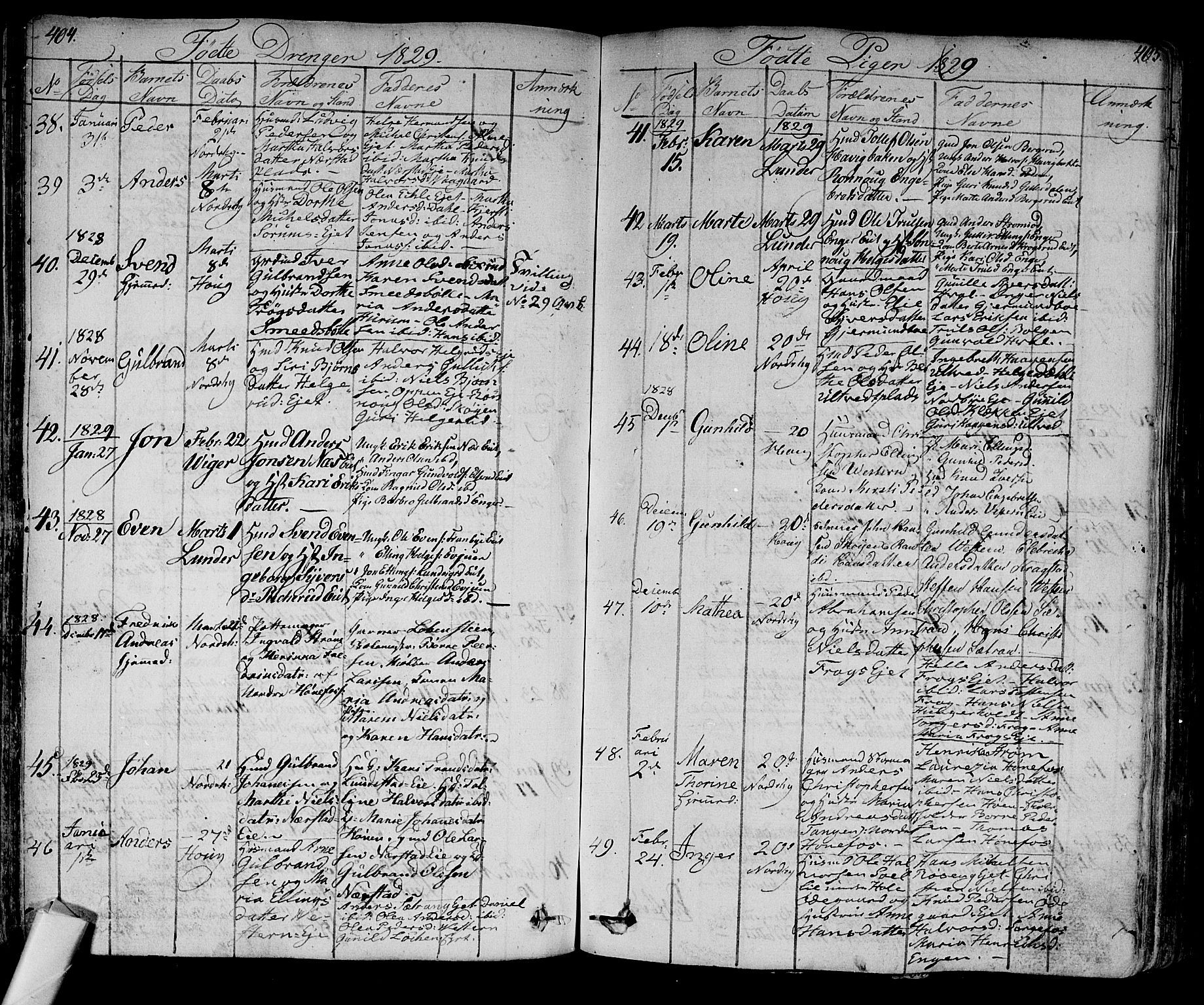 Norderhov kirkebøker, SAKO/A-237/F/Fa/L0009: Parish register (official) no. 9, 1819-1837, p. 404-405