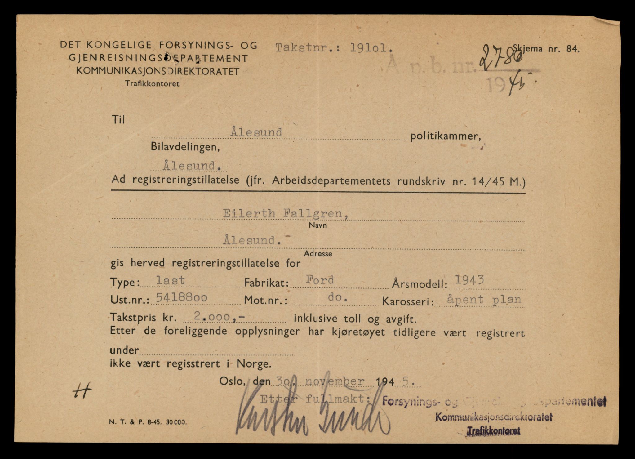 Møre og Romsdal vegkontor - Ålesund trafikkstasjon, AV/SAT-A-4099/F/Fe/L0035: Registreringskort for kjøretøy T 12653 - T 12829, 1927-1998, p. 132