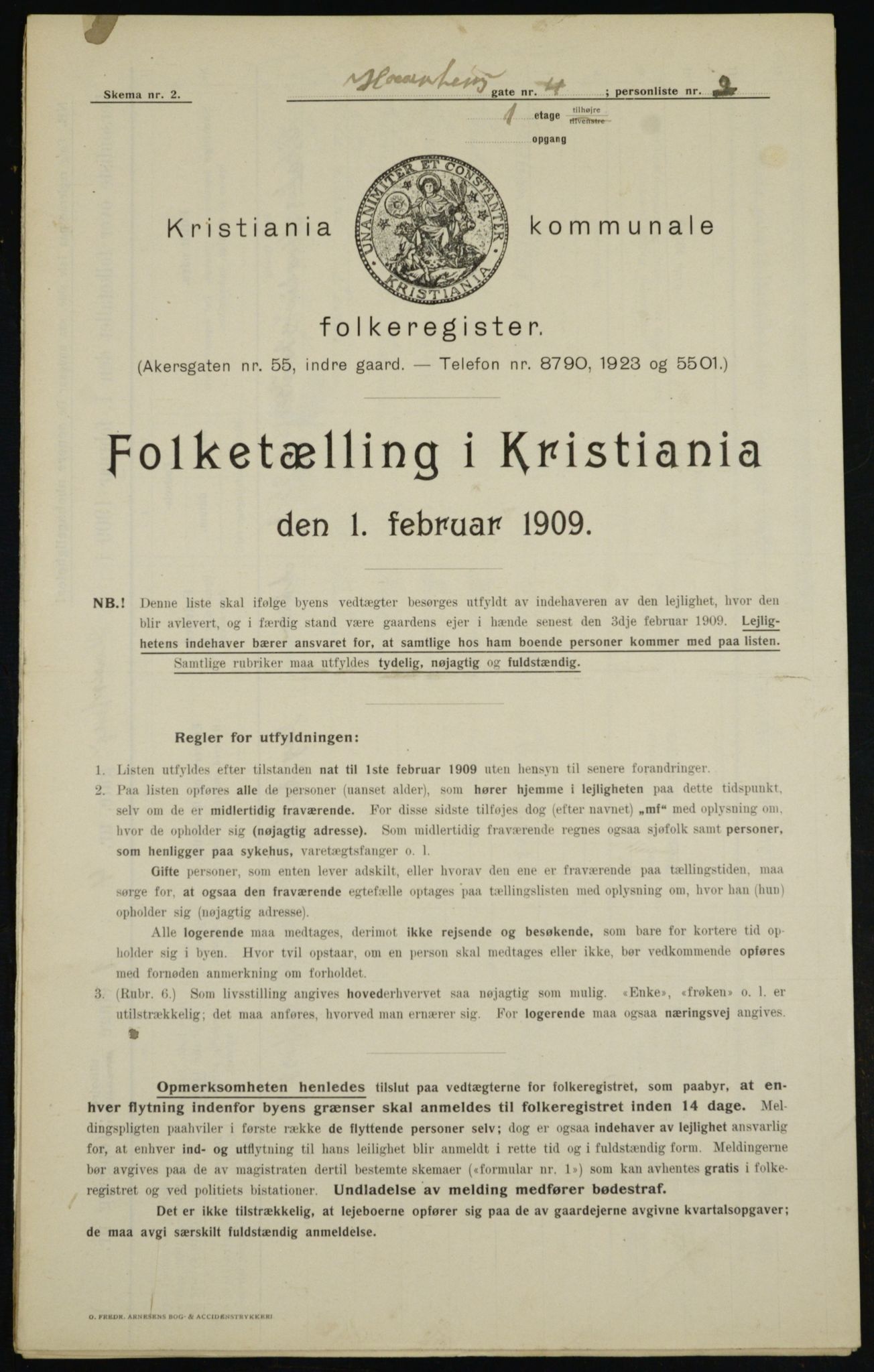 OBA, Municipal Census 1909 for Kristiania, 1909, p. 37574