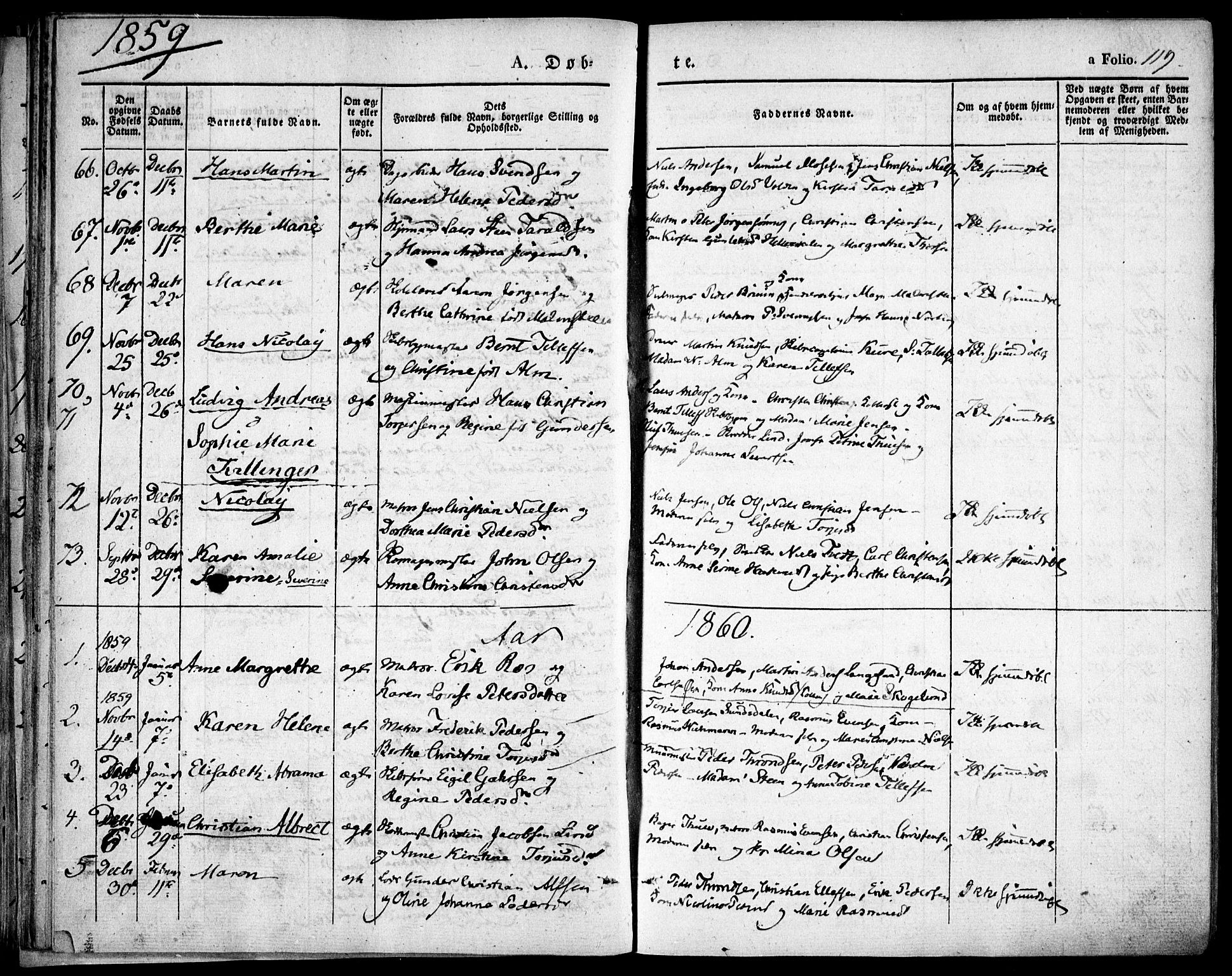 Risør sokneprestkontor, AV/SAK-1111-0035/F/Fa/L0003: Parish register (official) no. A 3, 1838-1864, p. 119