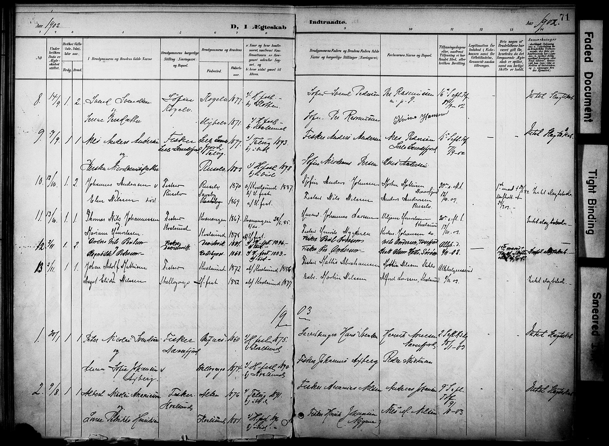 Hammerfest sokneprestkontor, SATØ/S-1347/H/Ha/L0012.kirke: Parish register (official) no. 12, 1898-1908, p. 71
