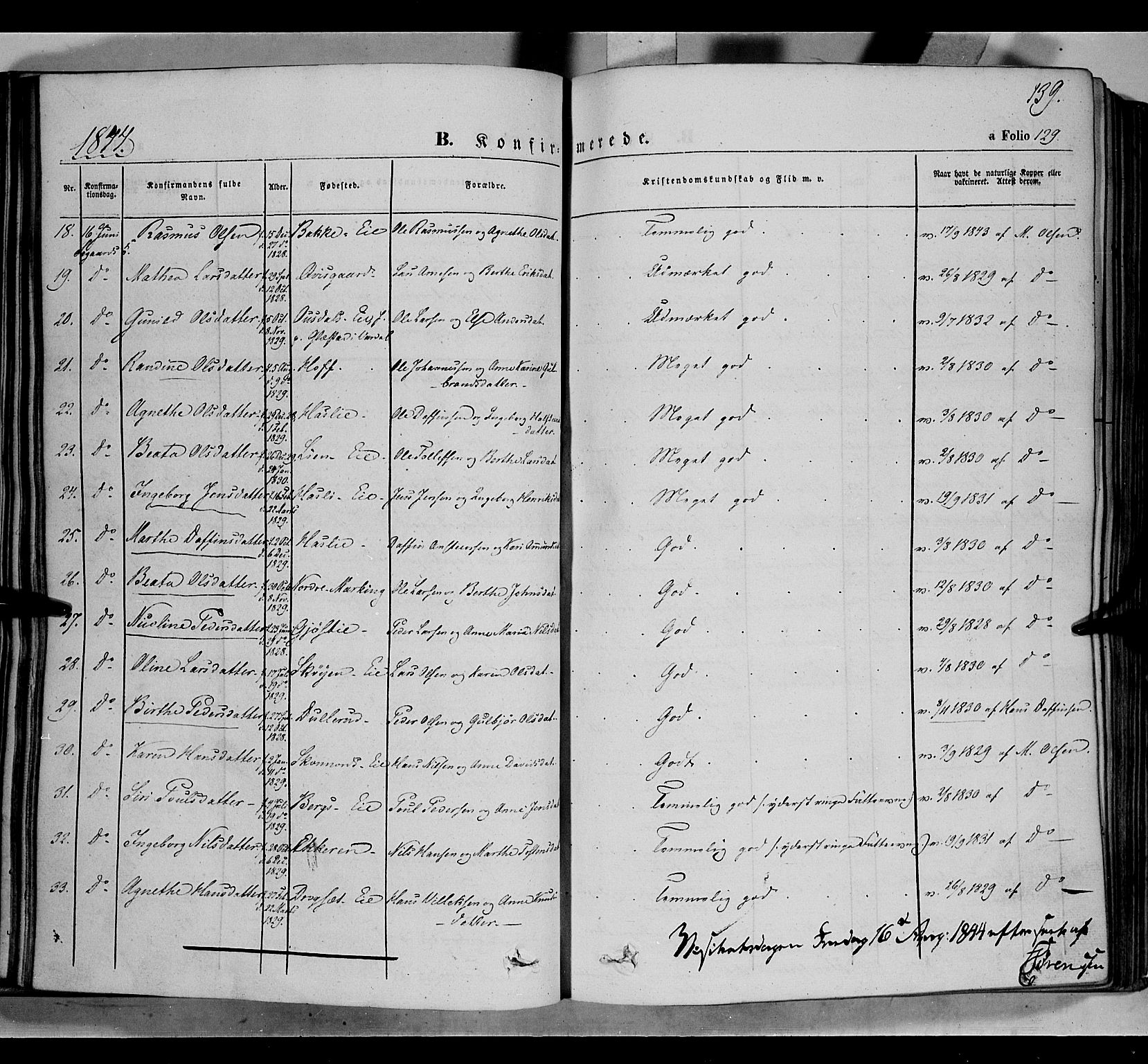 Biri prestekontor, AV/SAH-PREST-096/H/Ha/Haa/L0005: Parish register (official) no. 5, 1843-1854, p. 139