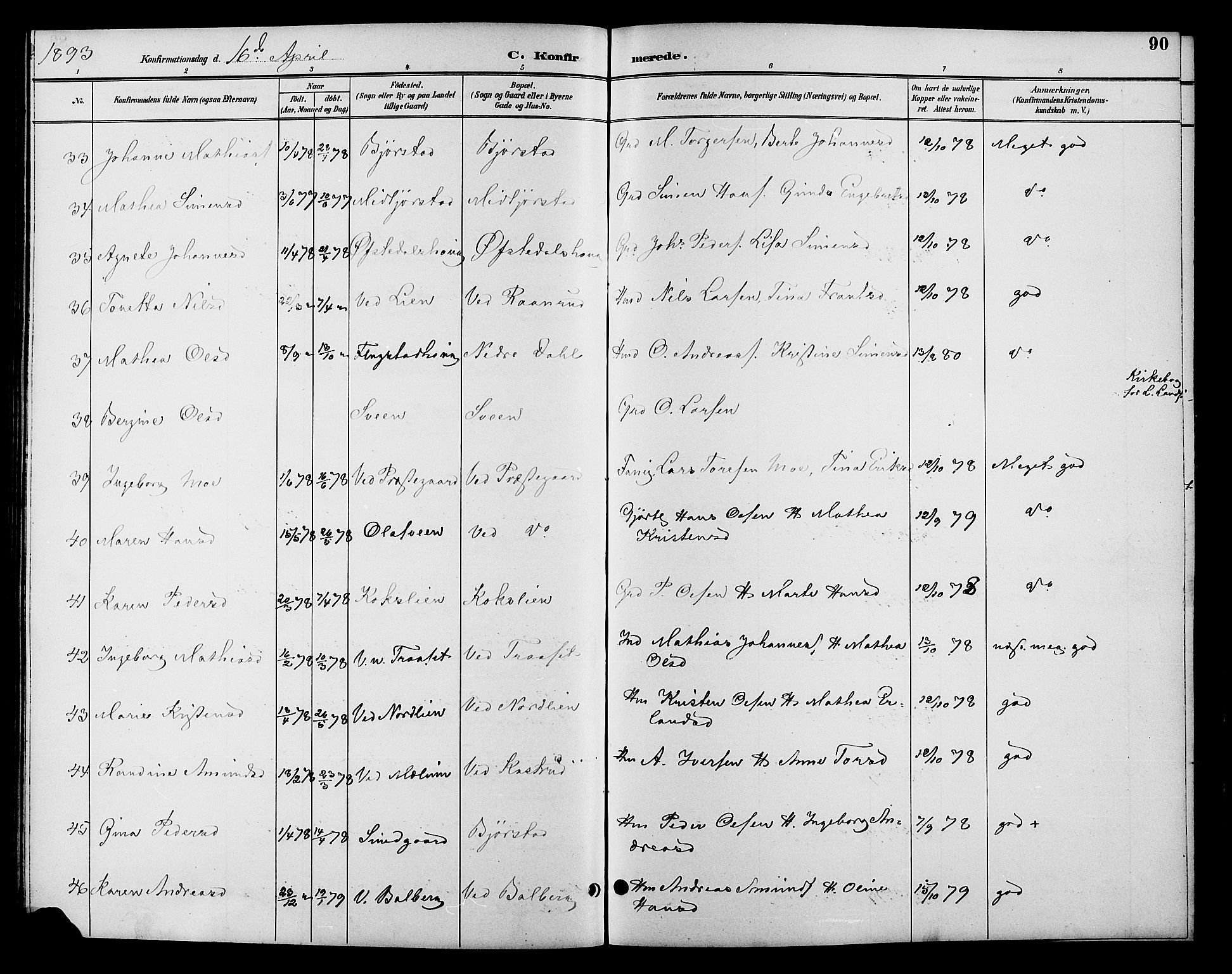 Fåberg prestekontor, SAH/PREST-086/H/Ha/Hab/L0010: Parish register (copy) no. 10, 1892-1900, p. 90