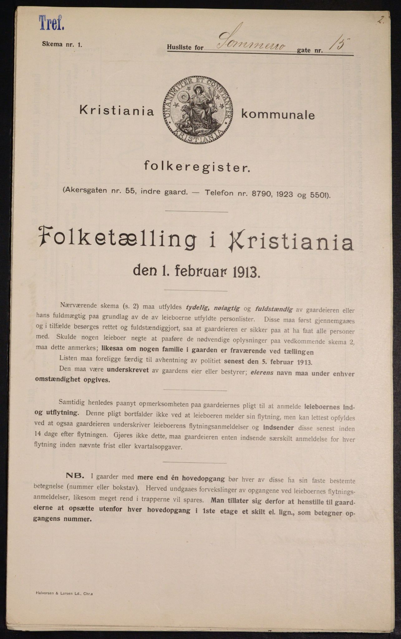 OBA, Municipal Census 1913 for Kristiania, 1913, p. 99750