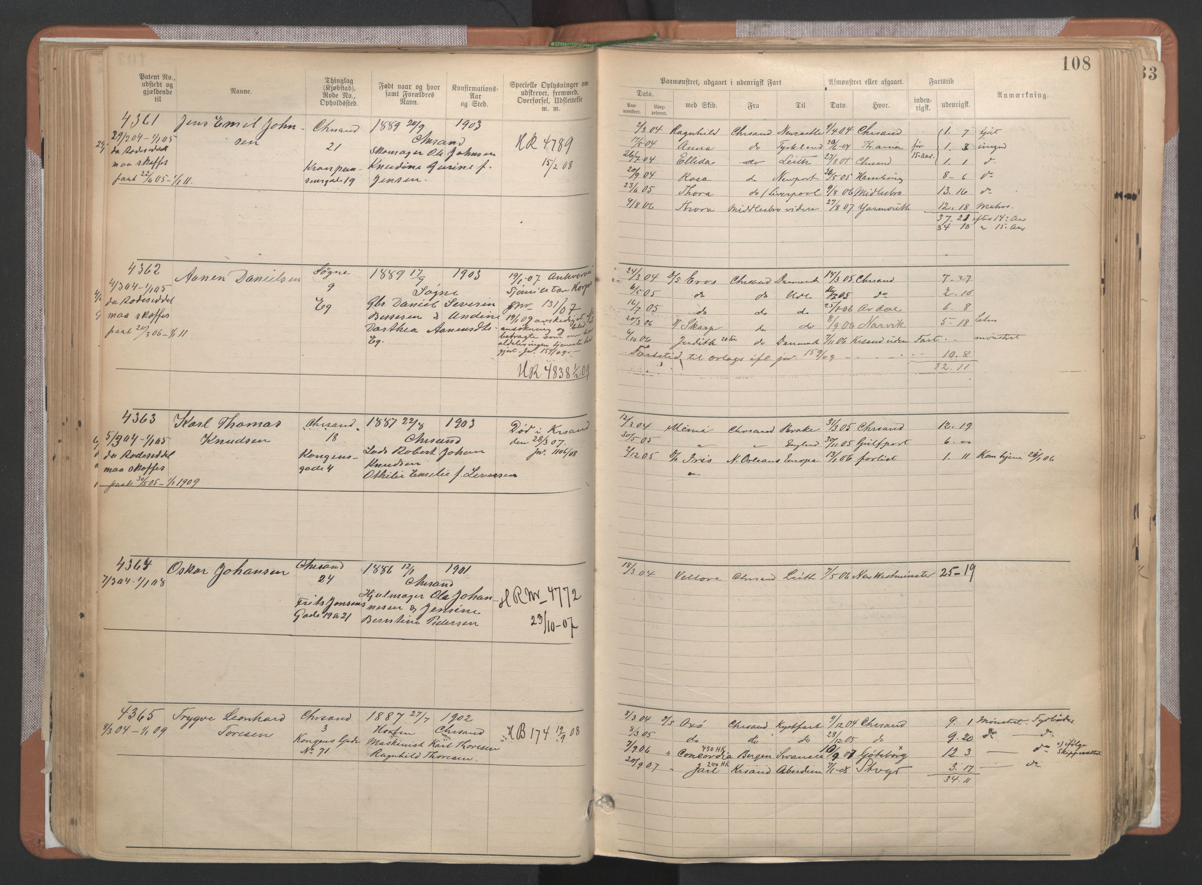 Kristiansand mønstringskrets, AV/SAK-2031-0015/F/Fa/L0007: Annotasjonsrulle nr 3831-6645, I-5, 1898-1920, p. 174