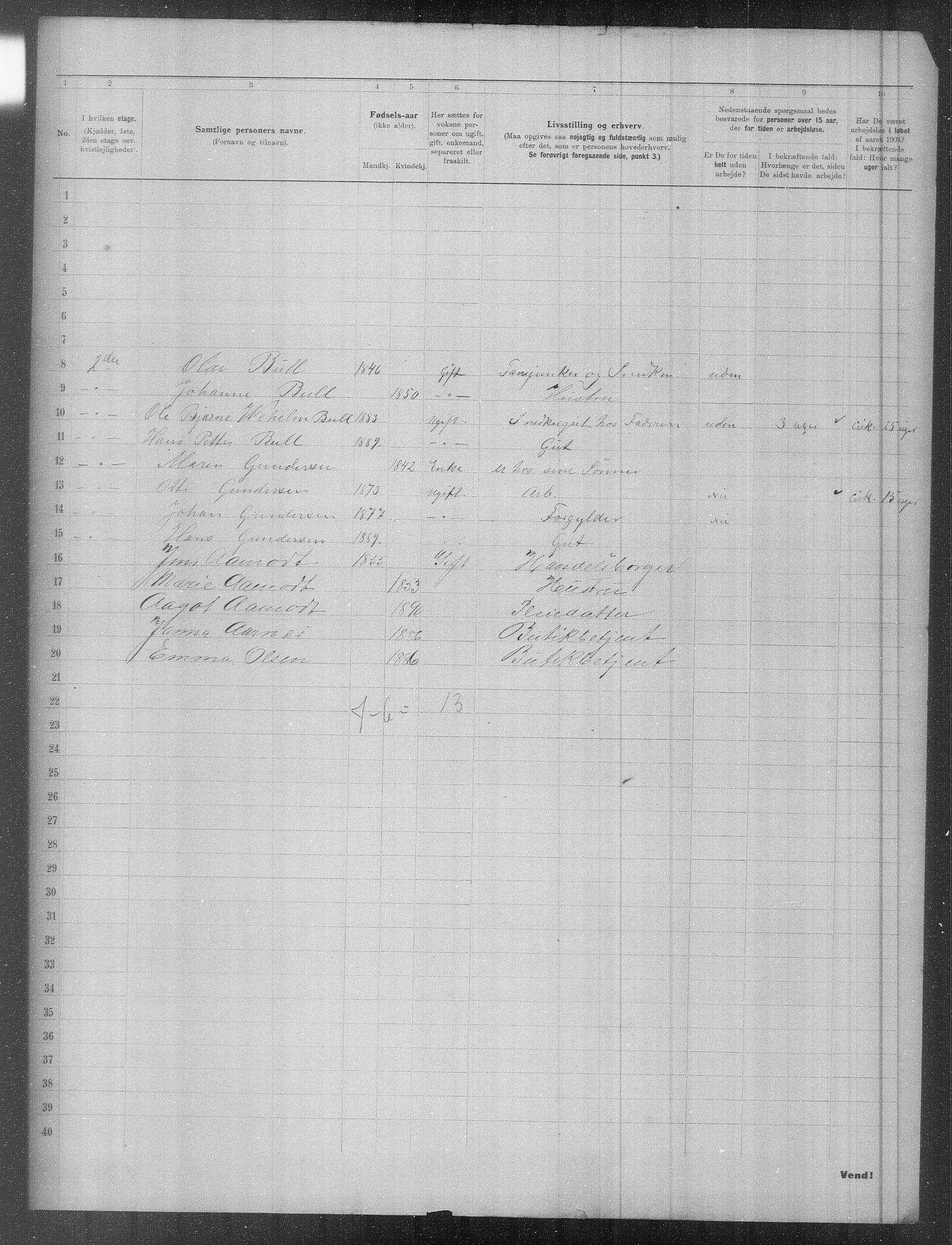 OBA, Municipal Census 1903 for Kristiania, 1903, p. 7252