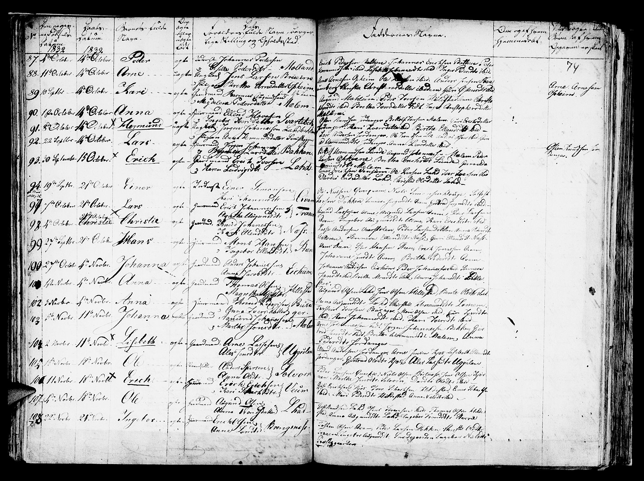 Hafslo sokneprestembete, SAB/A-80301/H/Haa/Haaa/L0004: Parish register (official) no. A 4, 1821-1834, p. 74
