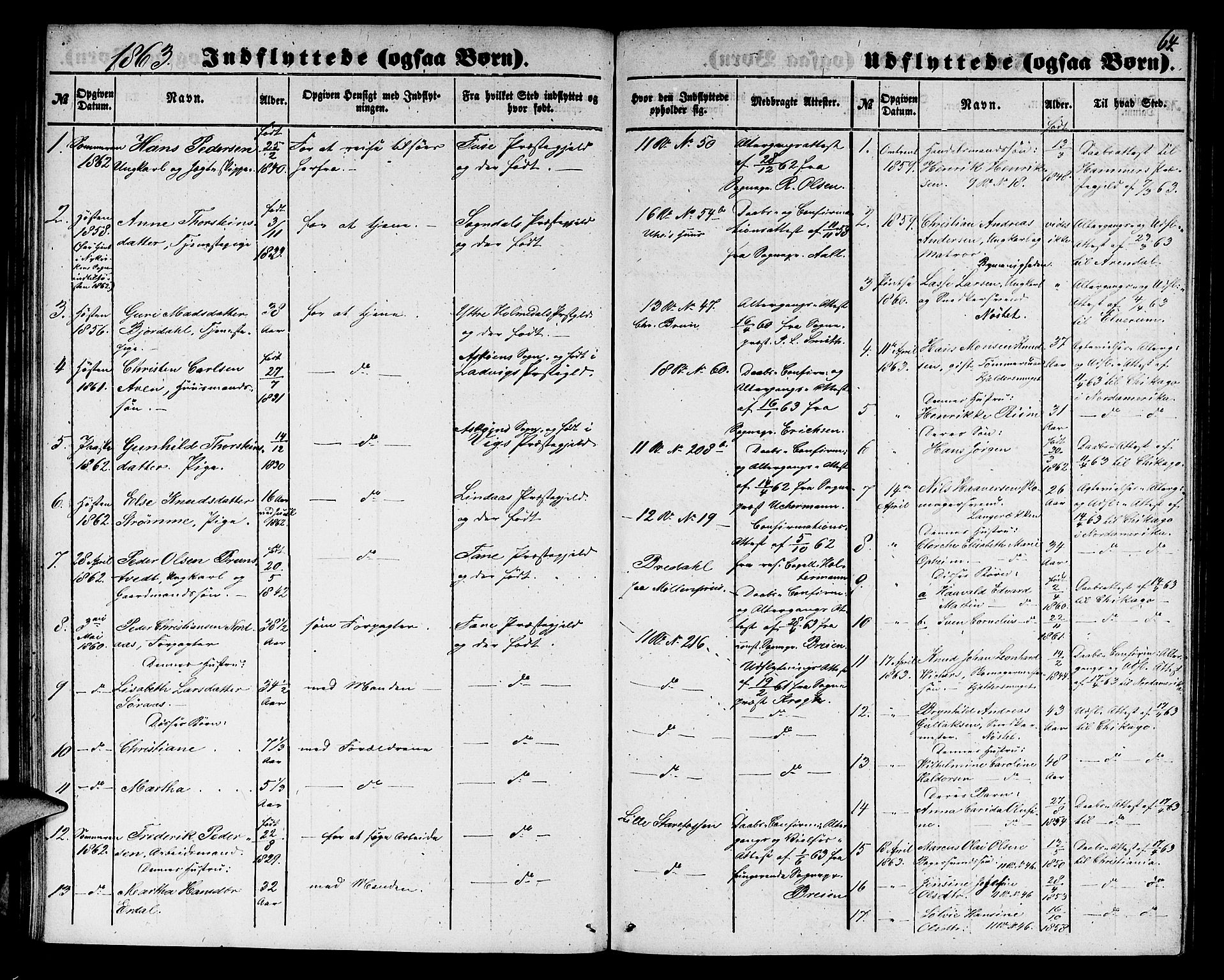 Domkirken sokneprestembete, SAB/A-74801/H/Hab/L0044: Parish register (copy) no. F 1, 1856-1879, p. 64
