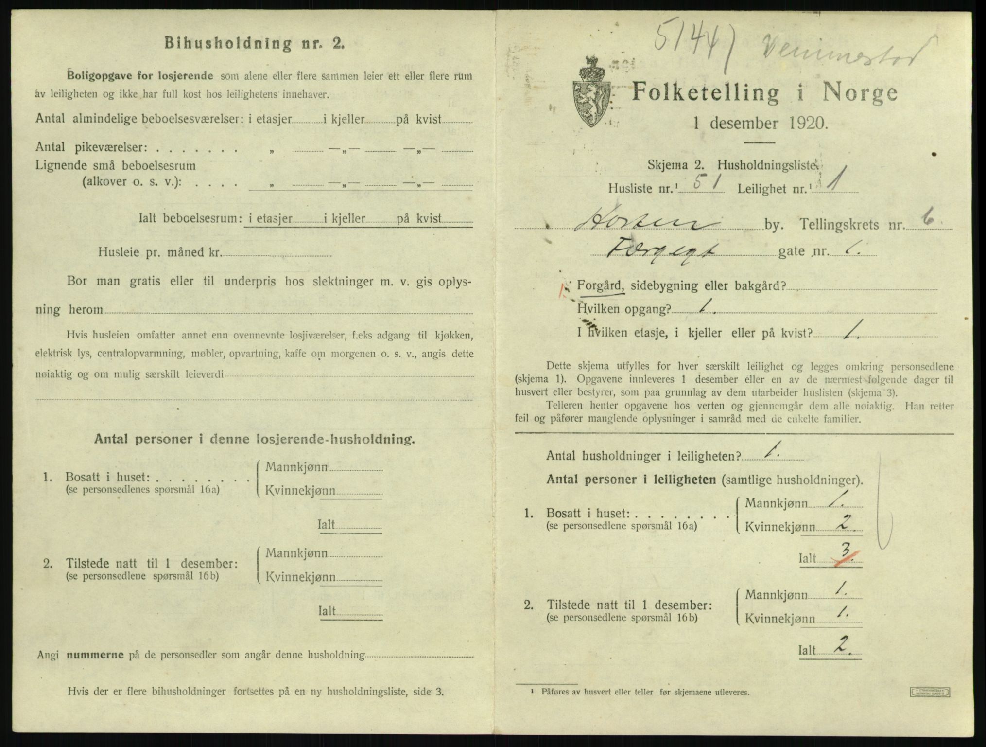 SAKO, 1920 census for Horten, 1920, p. 6547