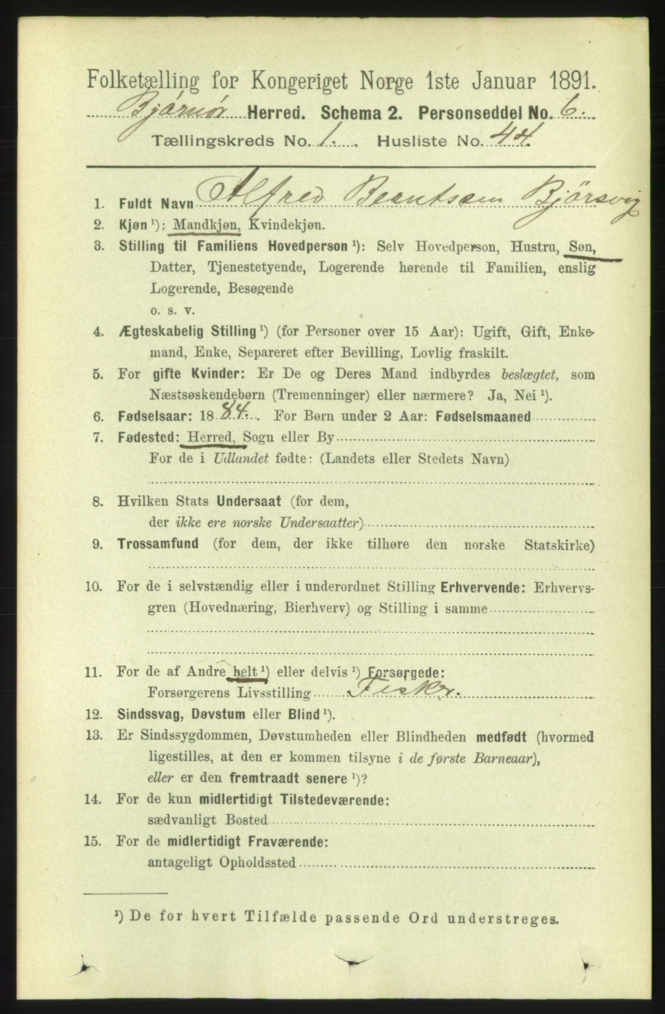 RA, 1891 census for 1632 Bjørnør, 1891, p. 379