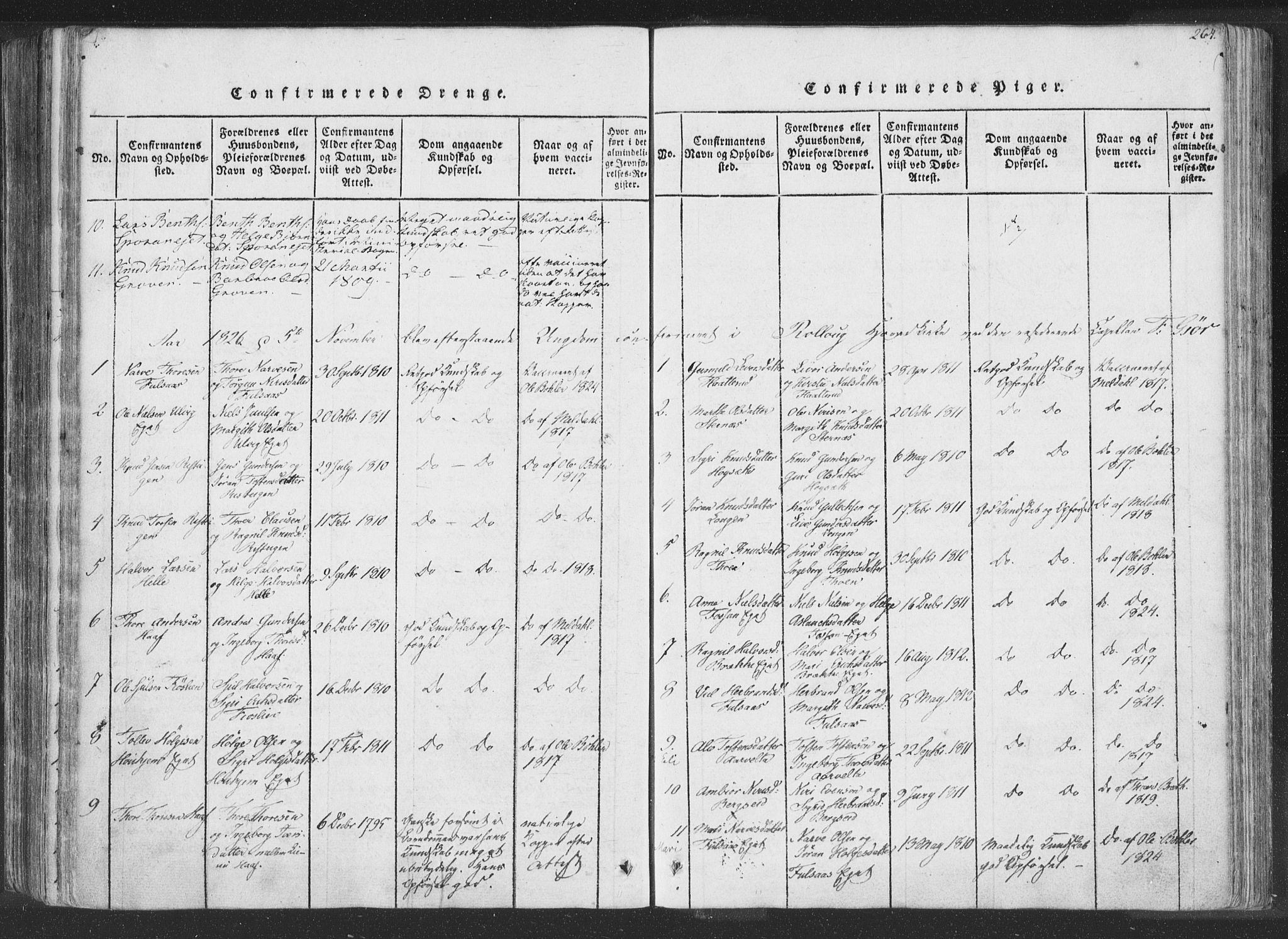 Rollag kirkebøker, SAKO/A-240/F/Fa/L0006: Parish register (official) no. I 6, 1814-1828, p. 264
