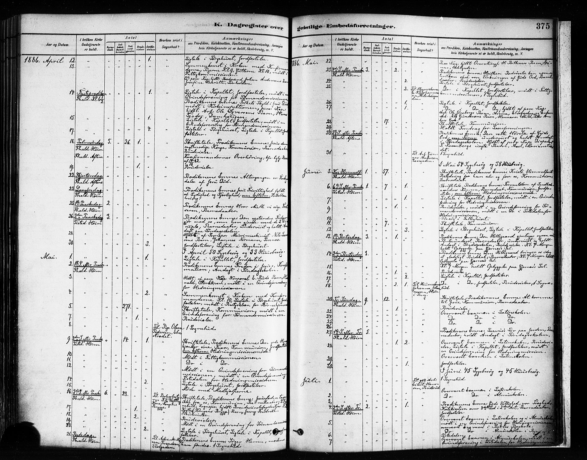 Halden prestekontor Kirkebøker, AV/SAO-A-10909/F/Fa/L0012: Parish register (official) no. I 12, 1878-1889, p. 375