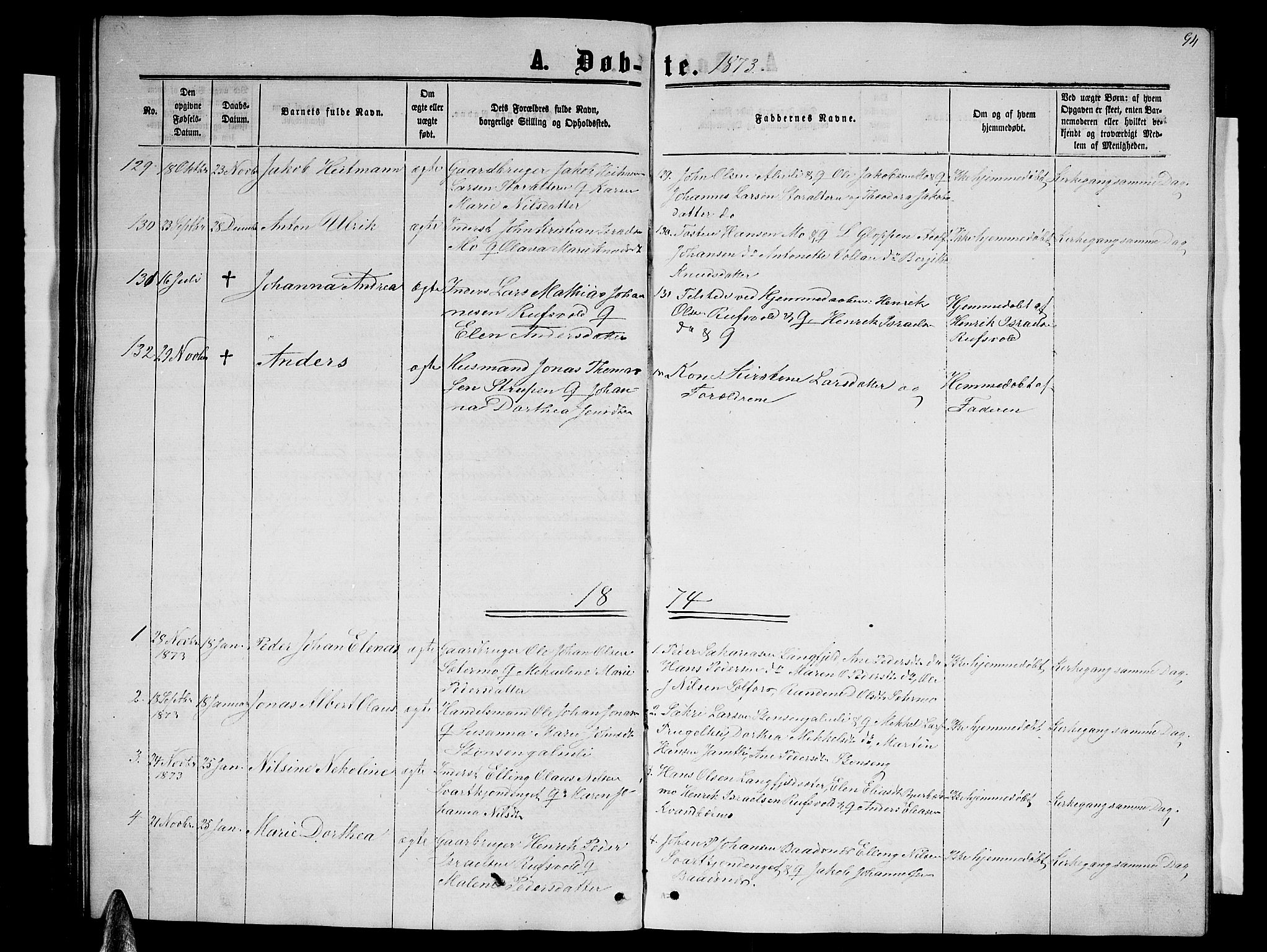 Ministerialprotokoller, klokkerbøker og fødselsregistre - Nordland, SAT/A-1459/827/L0415: Parish register (copy) no. 827C04, 1864-1886, p. 94