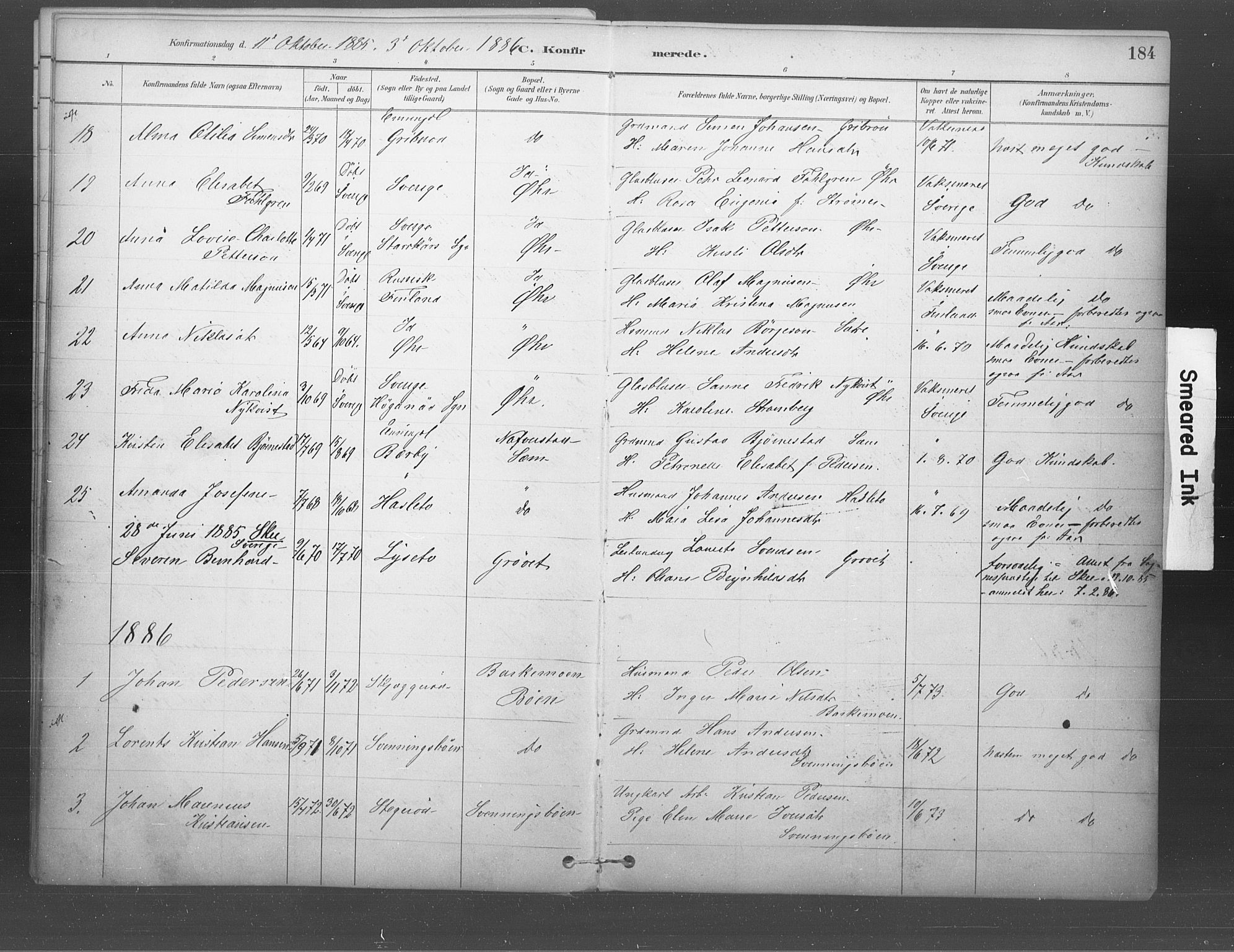 Idd prestekontor Kirkebøker, SAO/A-10911/F/Fb/L0002: Parish register (official) no. II 2, 1882-1923, p. 184