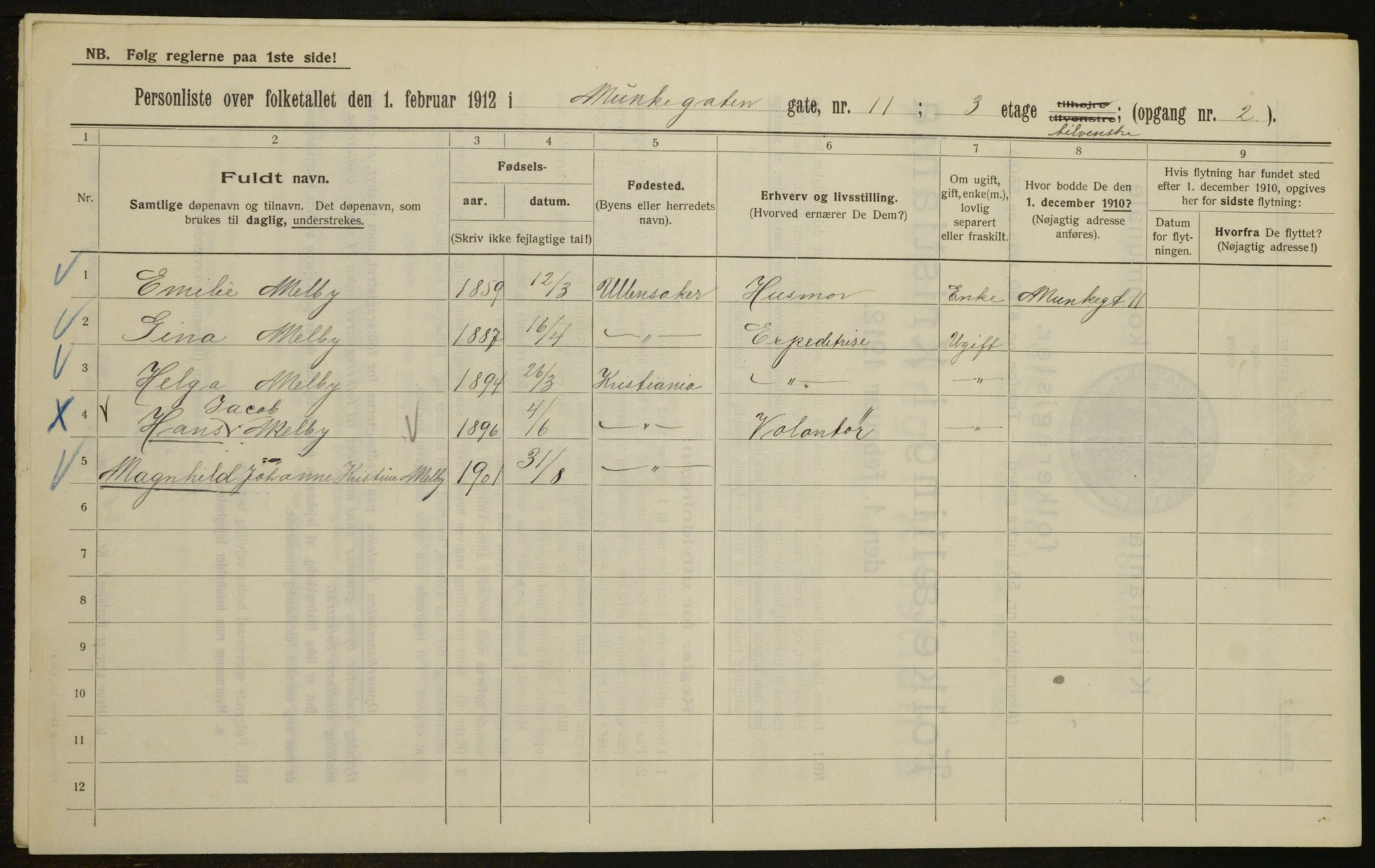 OBA, Municipal Census 1912 for Kristiania, 1912, p. 68617