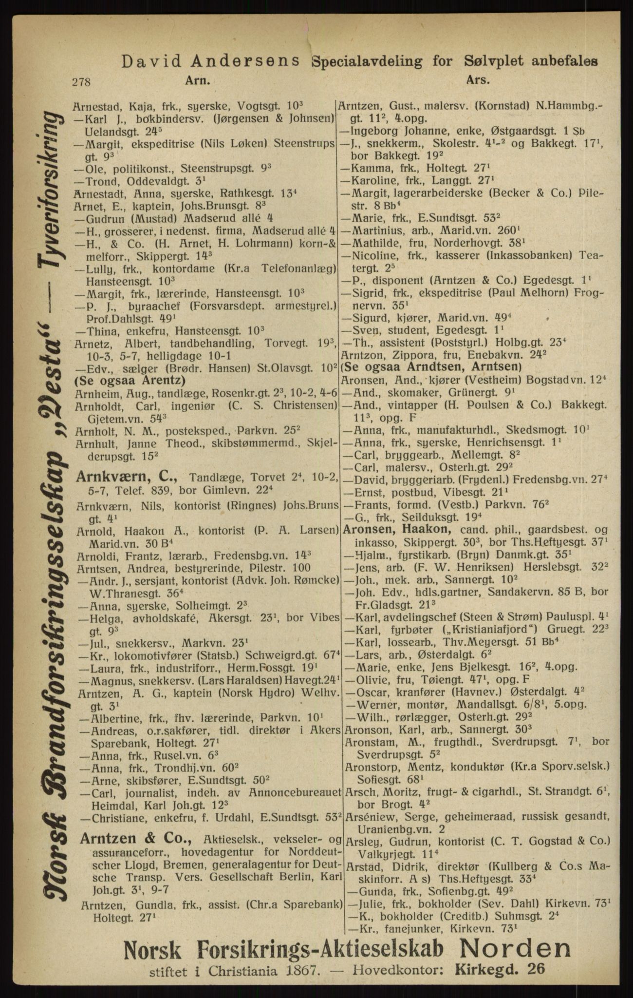 Kristiania/Oslo adressebok, PUBL/-, 1916, p. 278